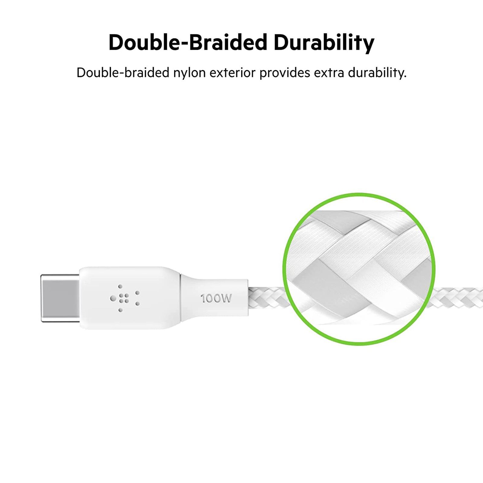 belkin Boost Charge Type C to Type C 6.6 Feet (2M) USB Cable (Fast Charging, White)_3