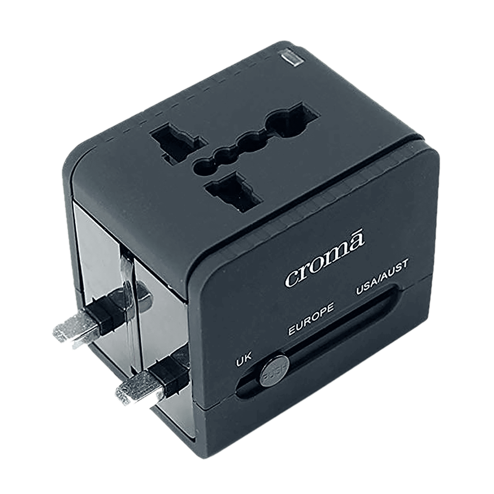 Croma 4 Plugs Universal Travel Adapter (Dual USB Port, CREP0144, Black)_12