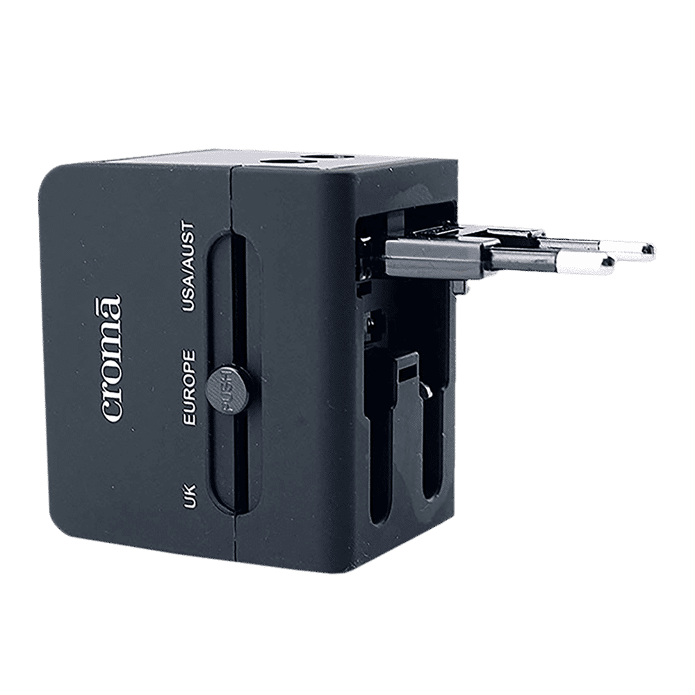 Croma 4 Plugs Universal Travel Adapter (Dual USB Port, CREP0144, Black)_13