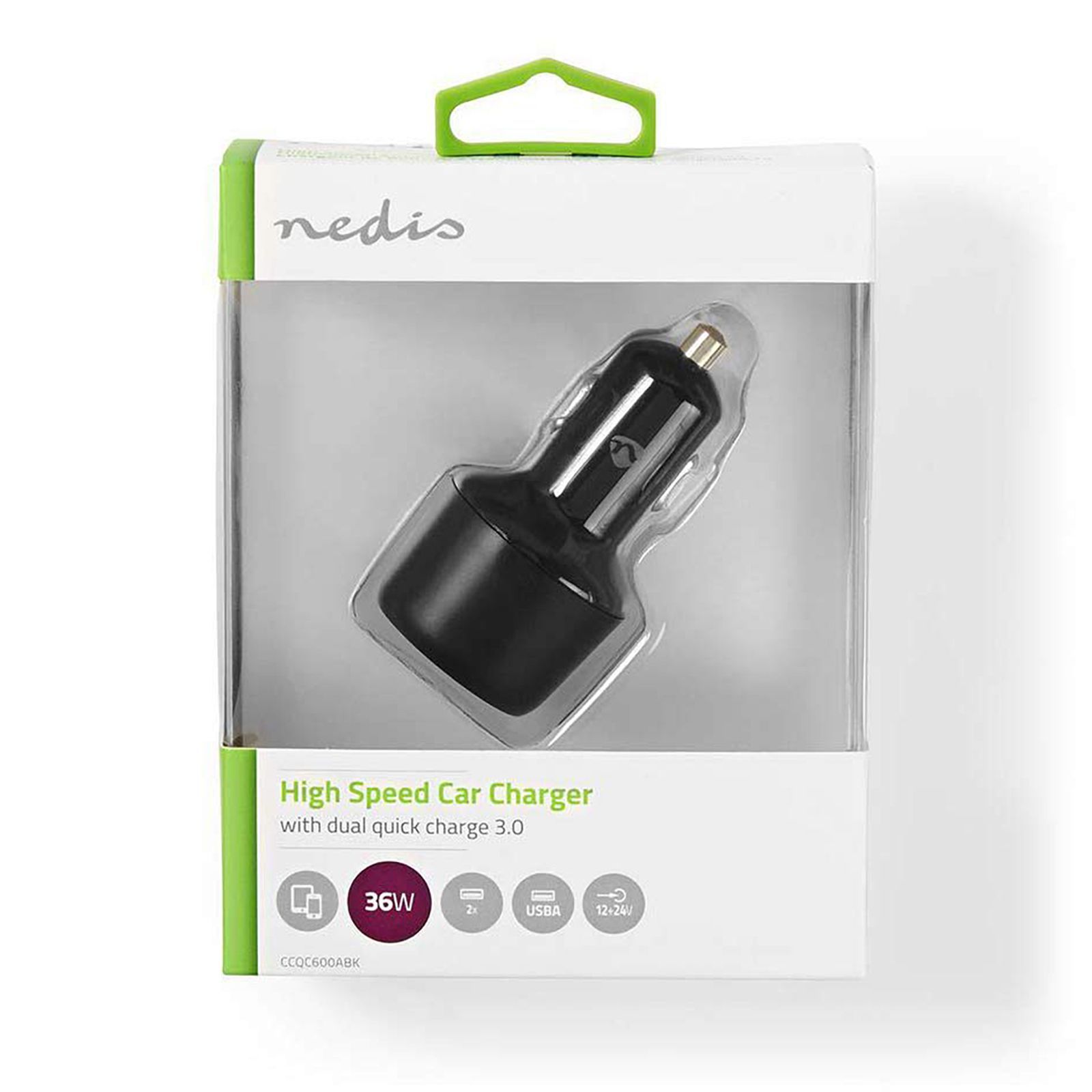 nedis 36 Watts/3 Amps 2 USB 3.0 Ports Car Charging Adapter (Fast Charging Capability, CCQC600ABK, Black)_5