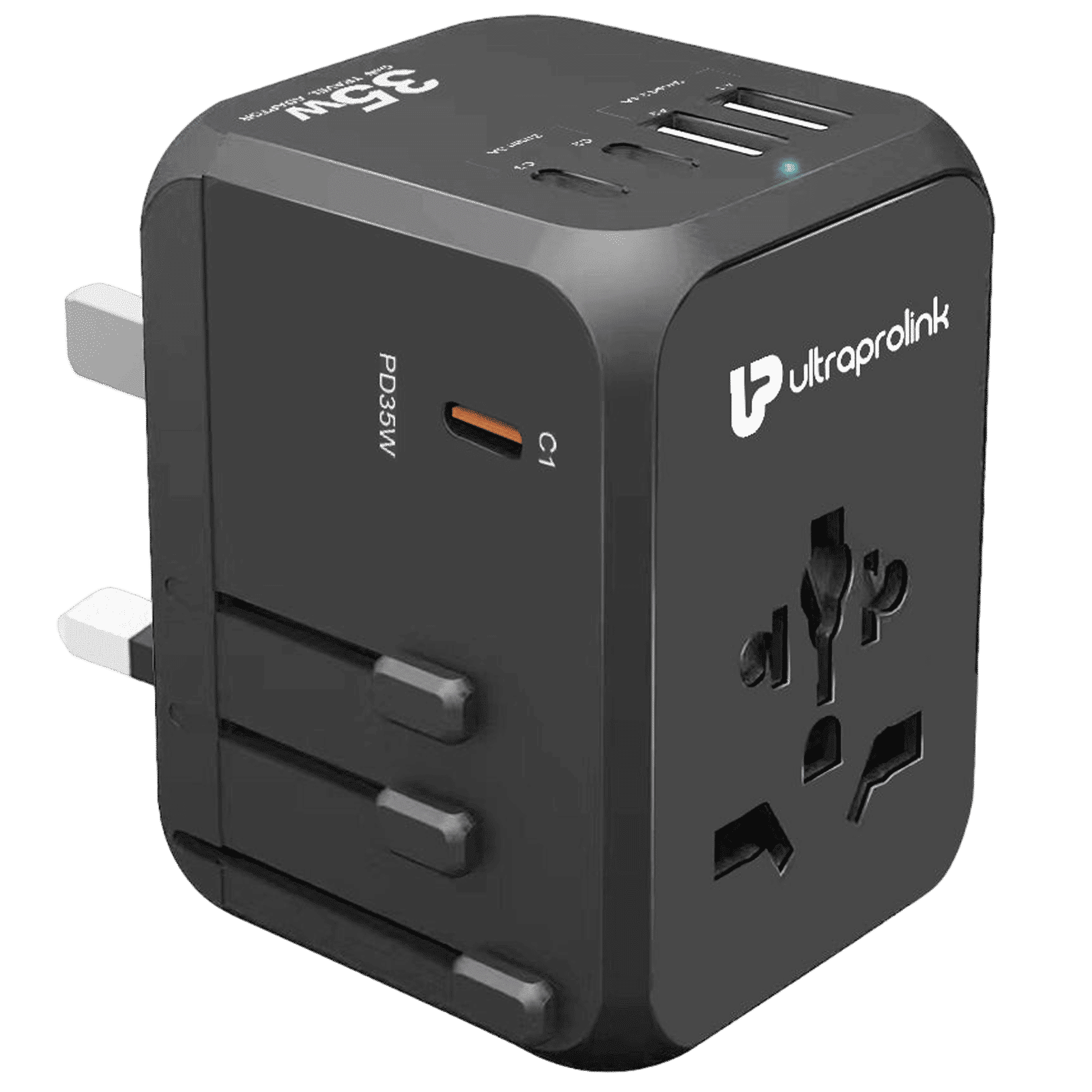 ultraprolink Travel Mate PD35 3 Plugs Travel Adapter (Worldwide Connectivity, UM1187, Black)_1