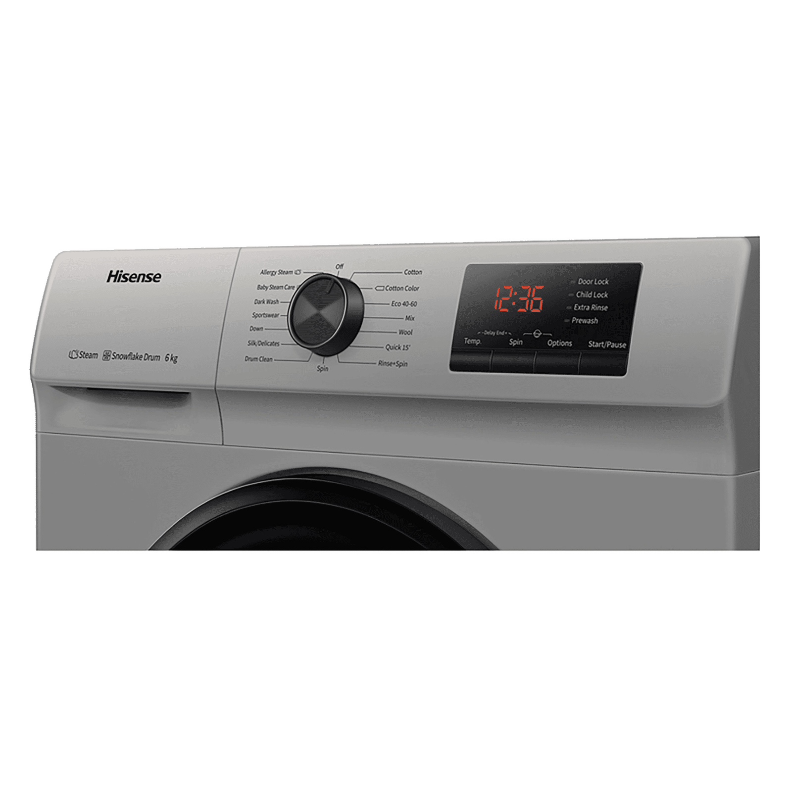 Hisense 6 kg Fully Automatic Front Load Washing Machine (Simple Life Series, WFVB6010MS, Built-in Heater, Silver)_6