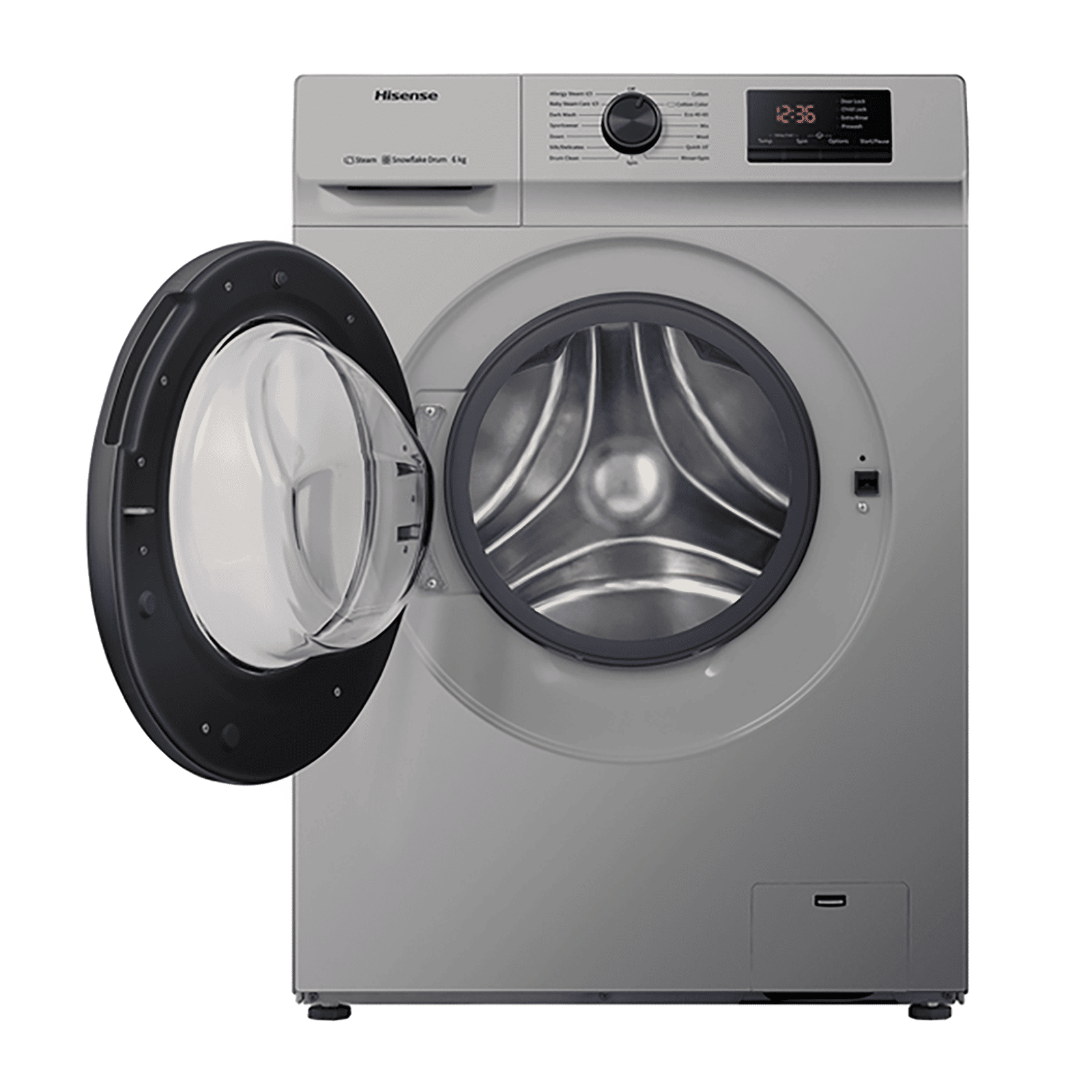 Hisense 6 kg Fully Automatic Front Load Washing Machine (Simple Life Series, WFVB6010MS, Built-in Heater, Silver)_8