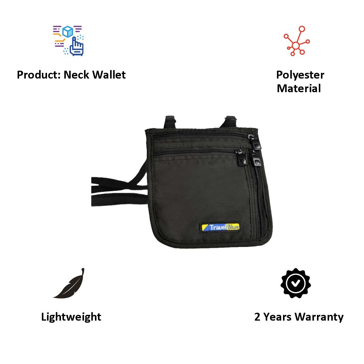 TRAVEL BLUE Ultra Slim Travel Neck Wallet (124, Black)_5