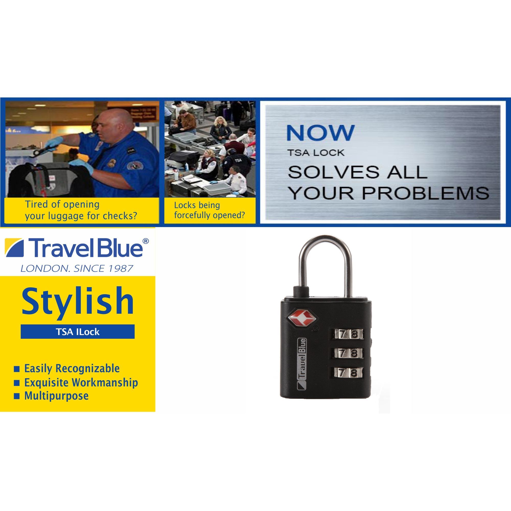 TRAVEL BLUE Numeric Combination Lock (TSA Approved, TB-036BL, Black)_7