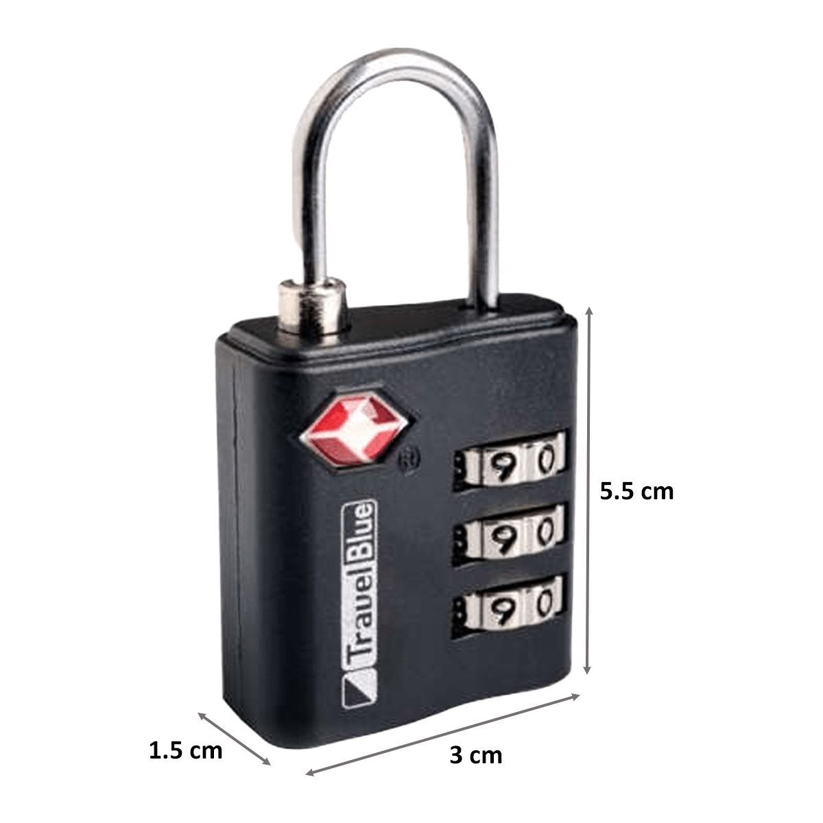 TRAVEL BLUE Numeric Combination Lock (TSA Approved, TB-036BL, Black)_2