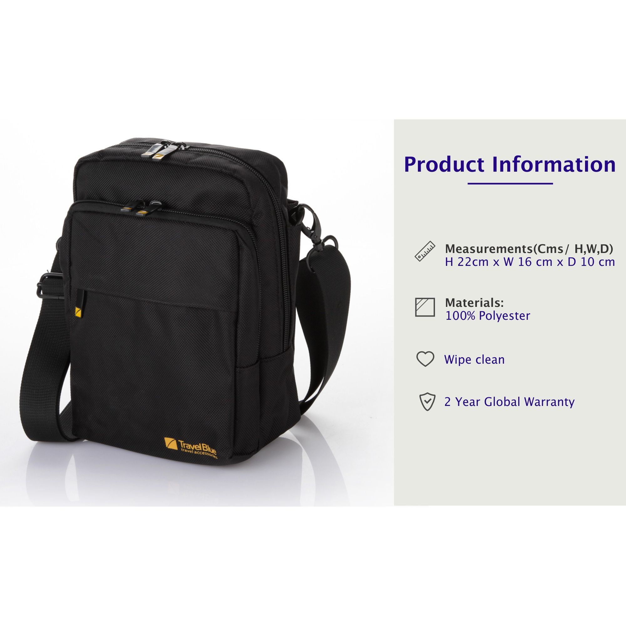 TRAVEL BLUE Polyester Sling Bag ( Capacious Design, TB-812, Black)_7