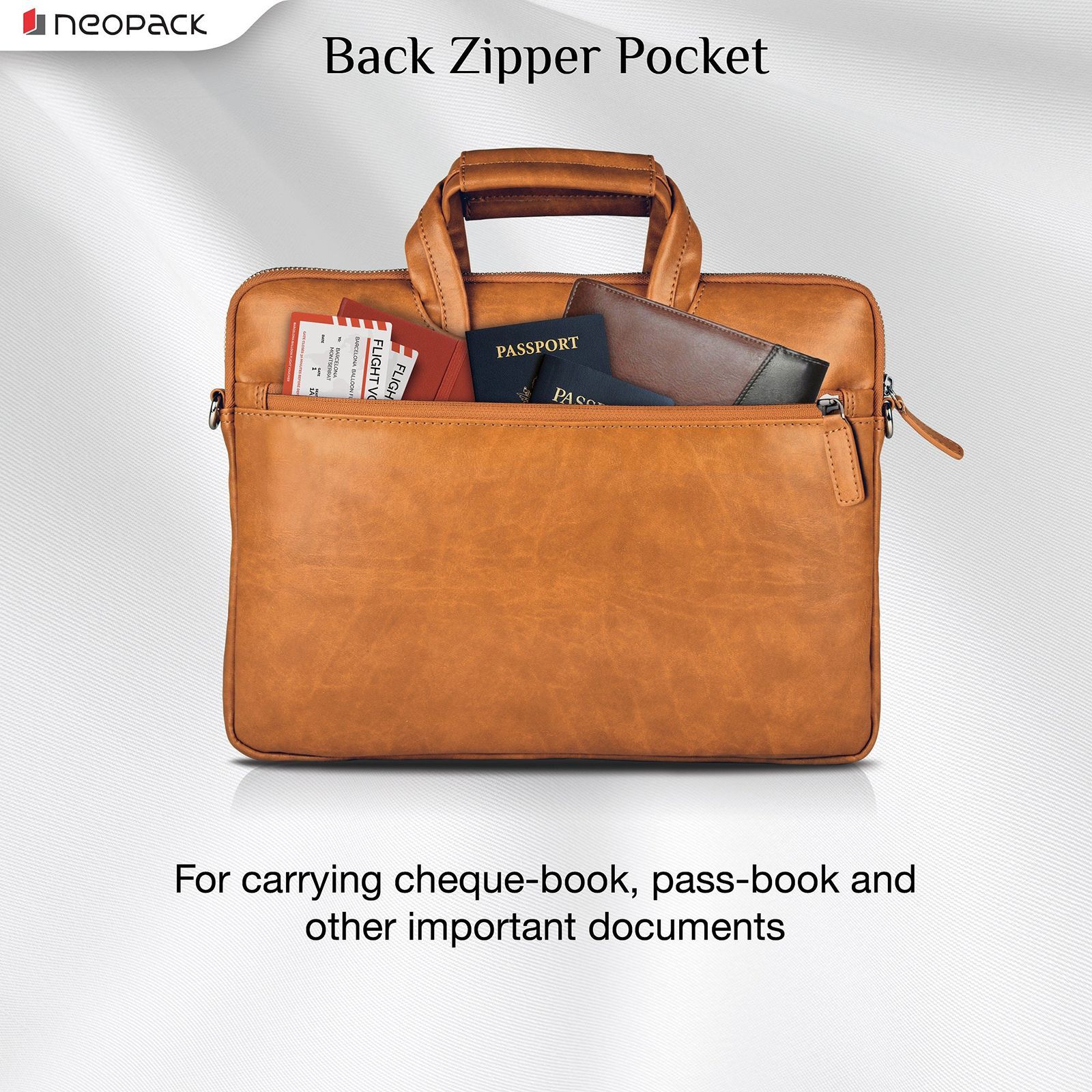 neopack 9TN13 Leather Sleeve for 13.3 Inch Laptop (2 Pockets, Tan) neopack 9TN13 Leather Sleeve for 13.3 Inch Laptop (2 Pockets, Tan)_7