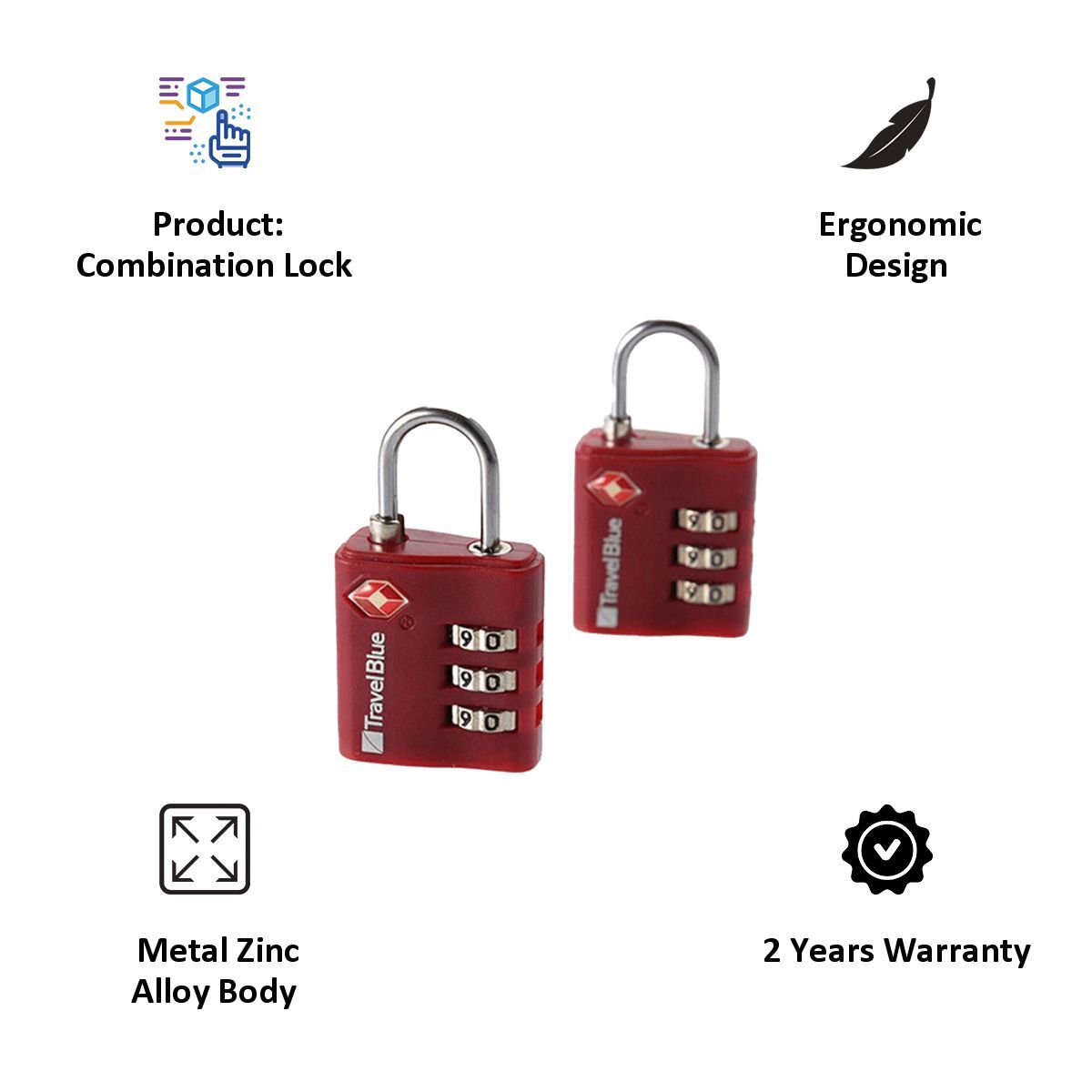 TRAVEL BLUE Combination TSA Lock (38, Red)_5