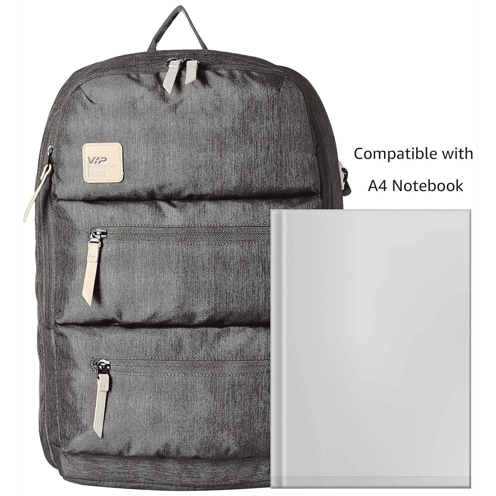 VIP Ride 01 19 Litres Polyester Casual Backpack (3 Front Pockets, BPRID01GRY, Grey)_7