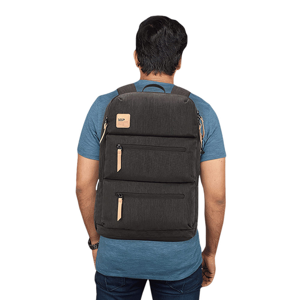 VIP Ride 01 19 Litres Polyester Casual Backpack (3 Front Pockets, BPRID01GRY, Grey)_10