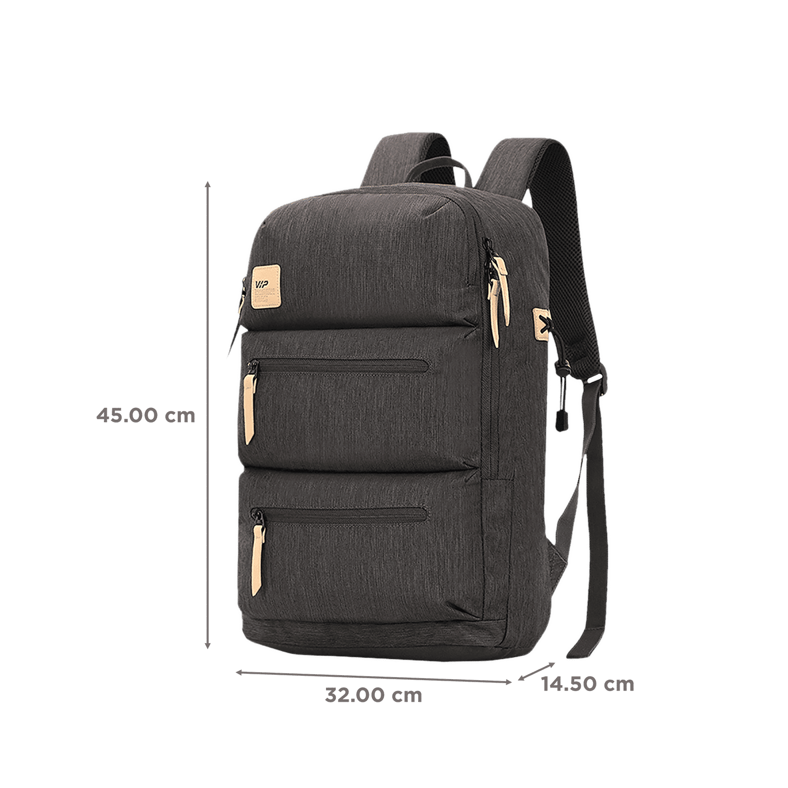 VIP Ride 01 19 Litres Polyester Casual Backpack (3 Front Pockets, BPRID01GRY, Grey)_3