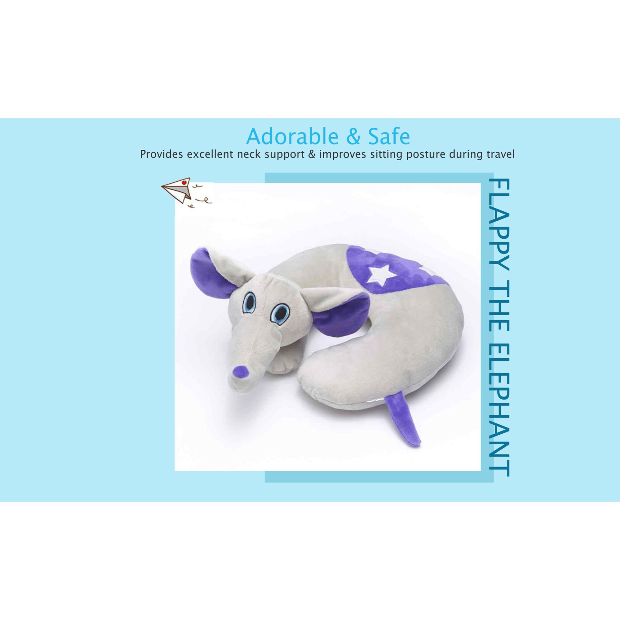 TRAVEL BLUE Flappy The Elephant Polyester Neck Pillow (Soft and Comfortable, Multicolor)_8