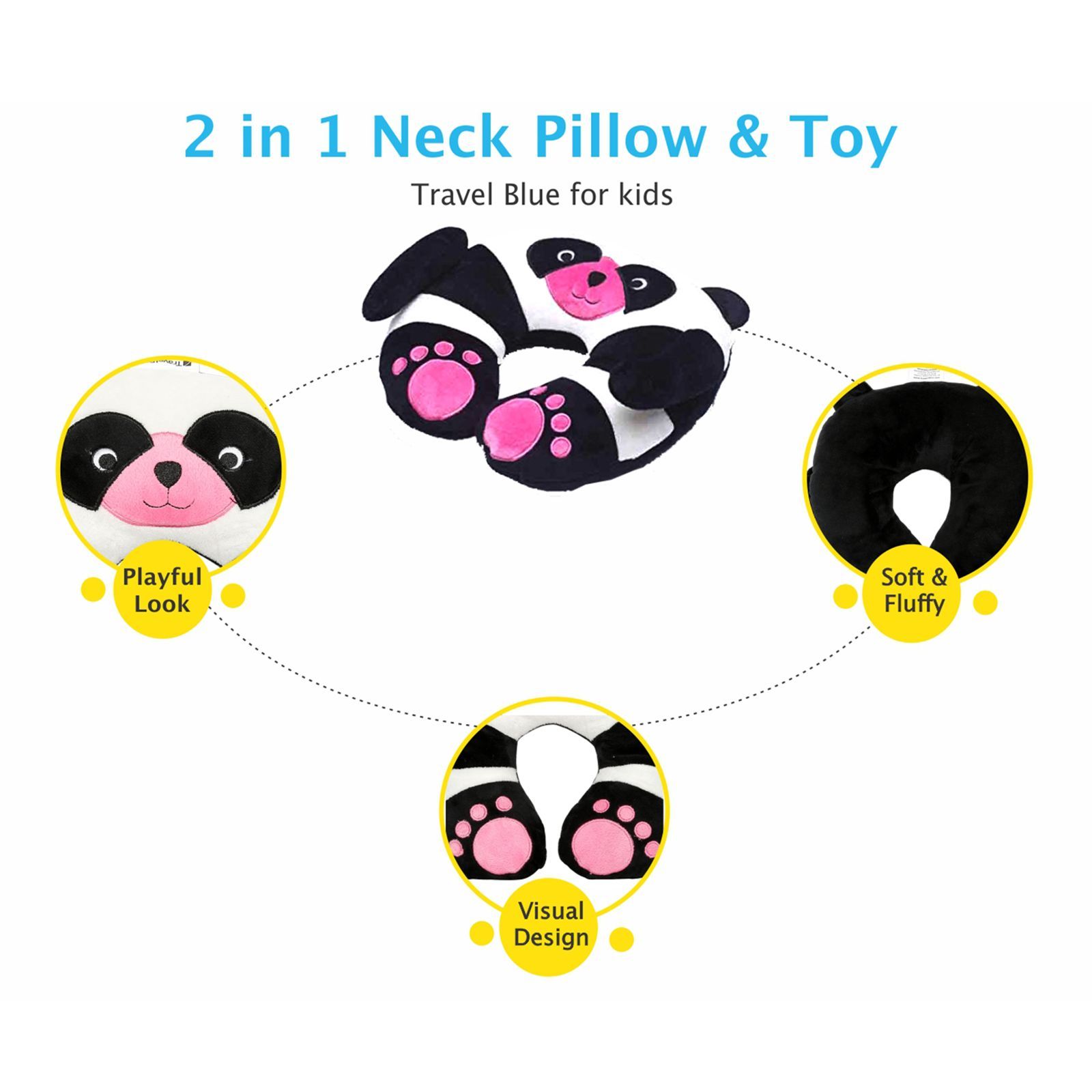TRAVEL BLUE Chi Chi The Panda Polyester Neck Pillow (Soft and Comfortable, Multicolor)_8