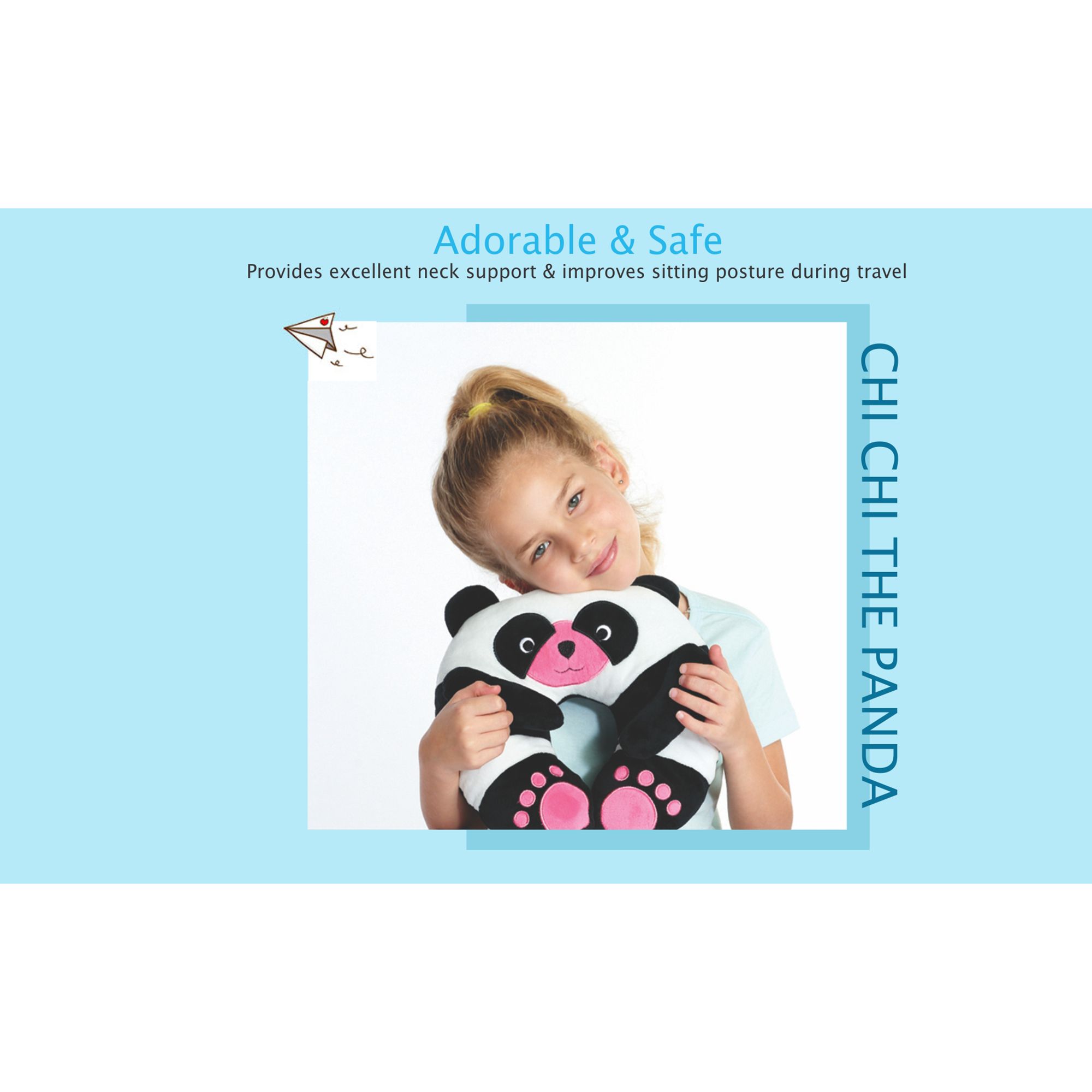 TRAVEL BLUE Chi Chi The Panda Polyester Neck Pillow (Soft and Comfortable, Multicolor)_9