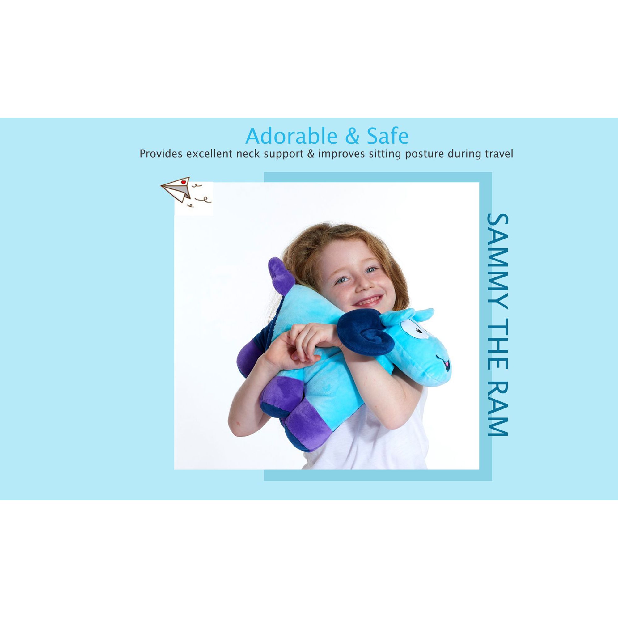 TRAVEL BLUE Sammy The Ram Polyester Neck Pillow (Soft and Comfortable, Multicolor)_9