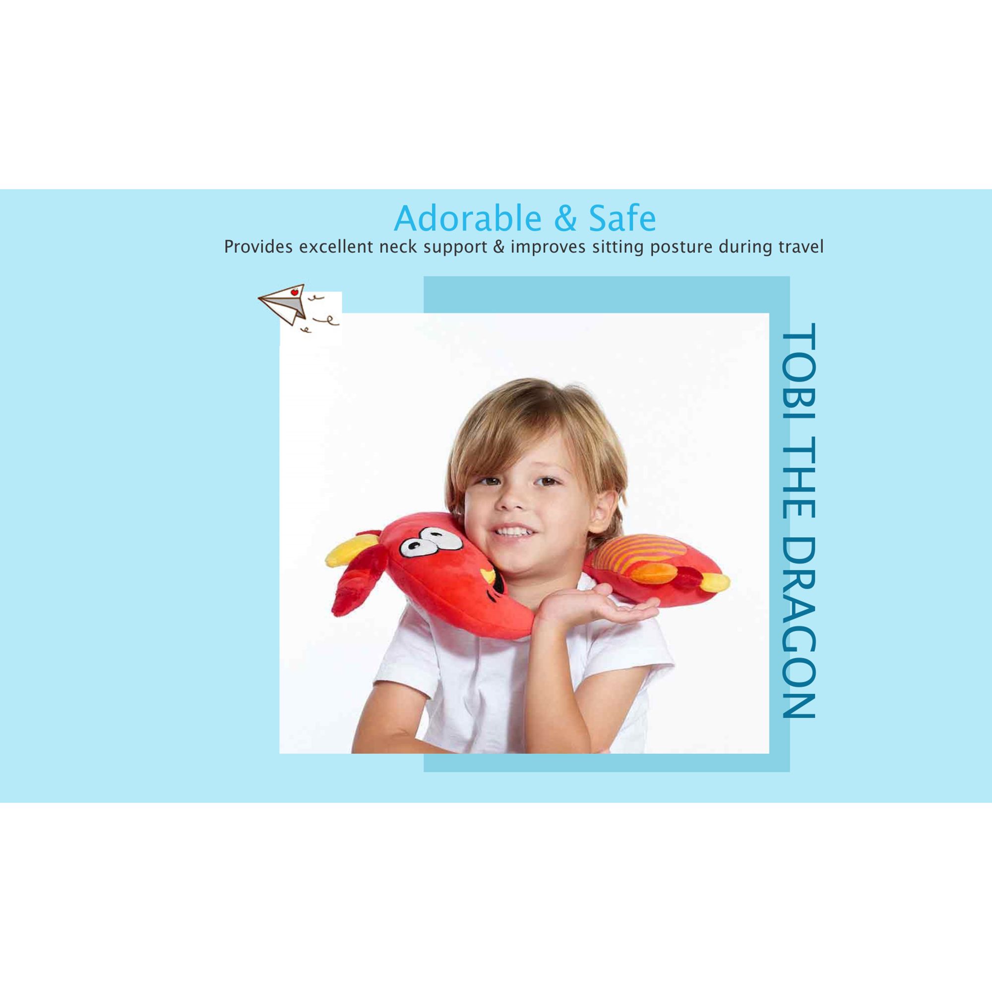 TRAVEL BLUE Tobi The Dragon Polyester Neck Pillow (Soft and Comfortable, Multicolor)_8