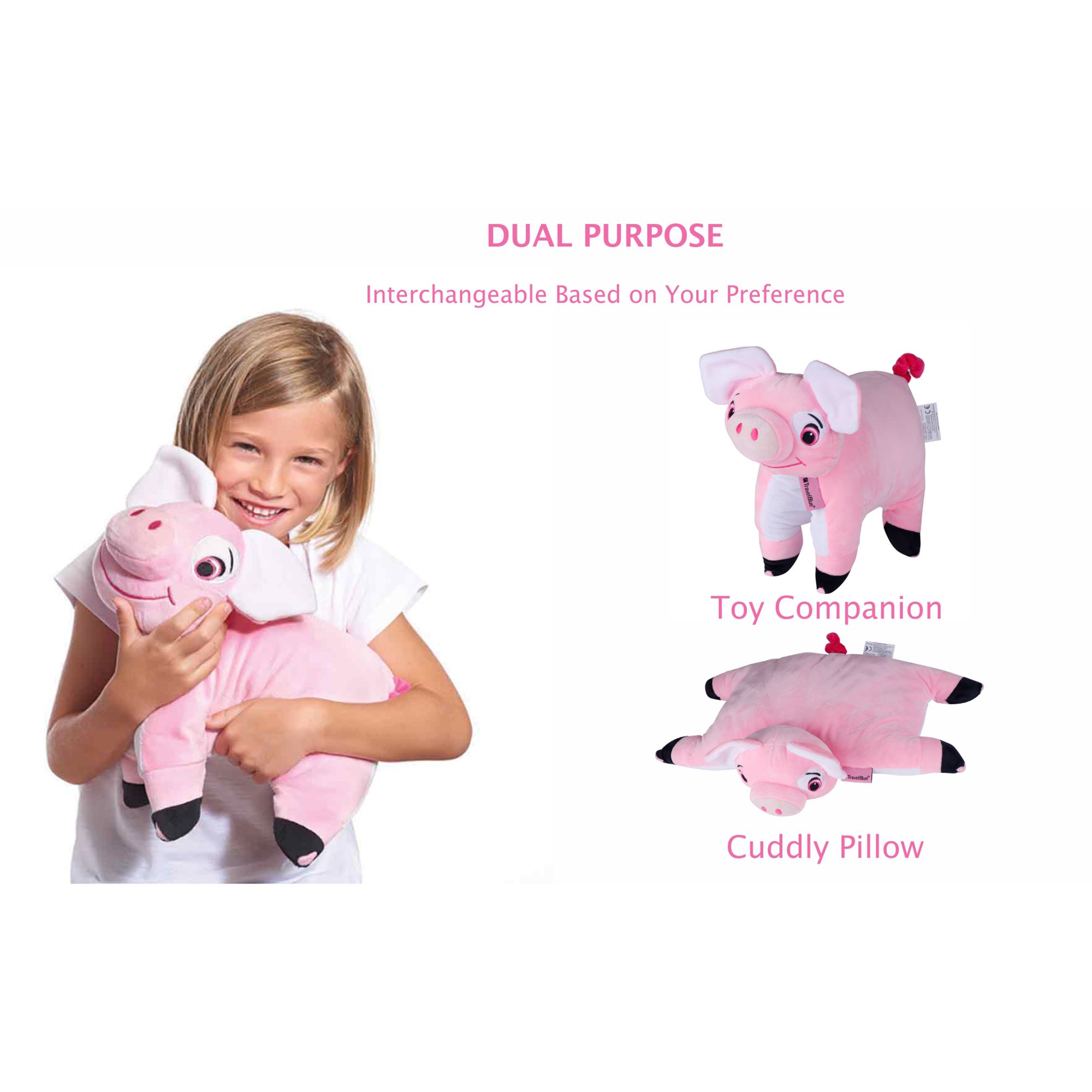 TRAVEL BLUE Pinky The Pig Polyester Neck Pillow (Soft and Comfortable, Multicolor)_6