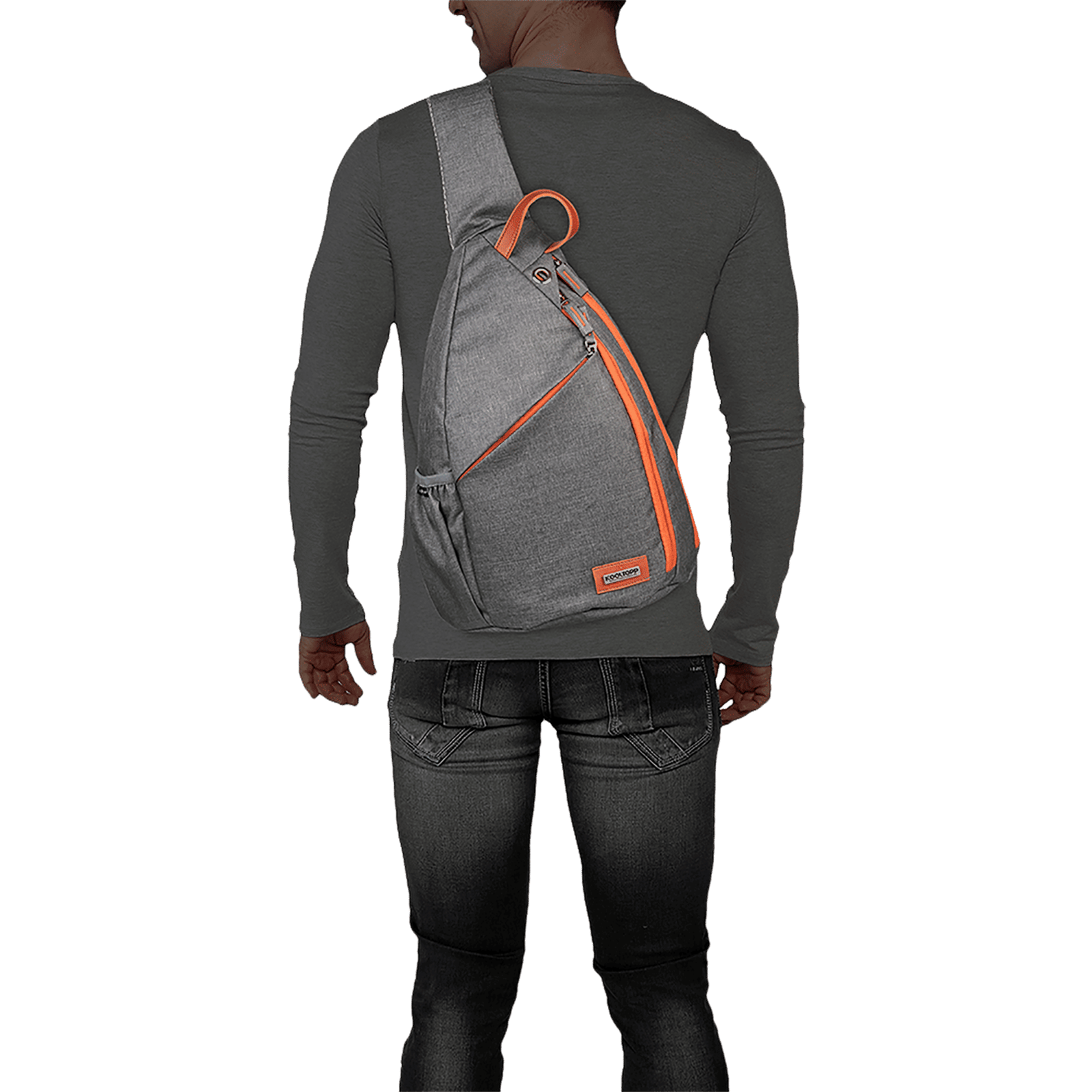 KOOLTOPP Classy Cross Body 13 Litres Polyester Sling Bag (Water Resistant, KT440-11, Grey/Rust)_8