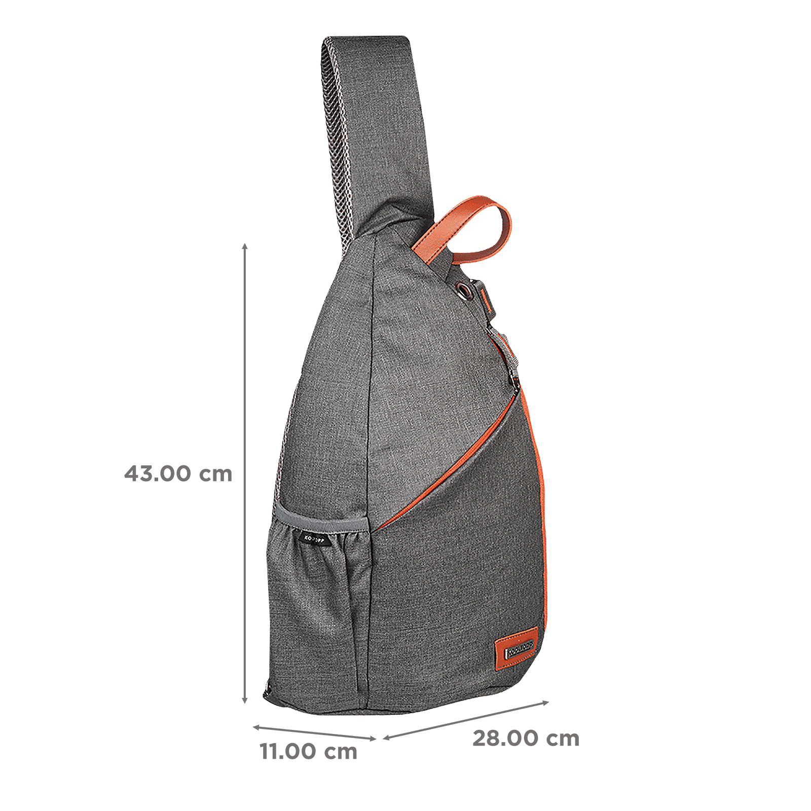 KOOLTOPP Classy Cross Body 13 Litres Polyester Sling Bag (Water Resistant, KT440-11, Grey/Rust)_3