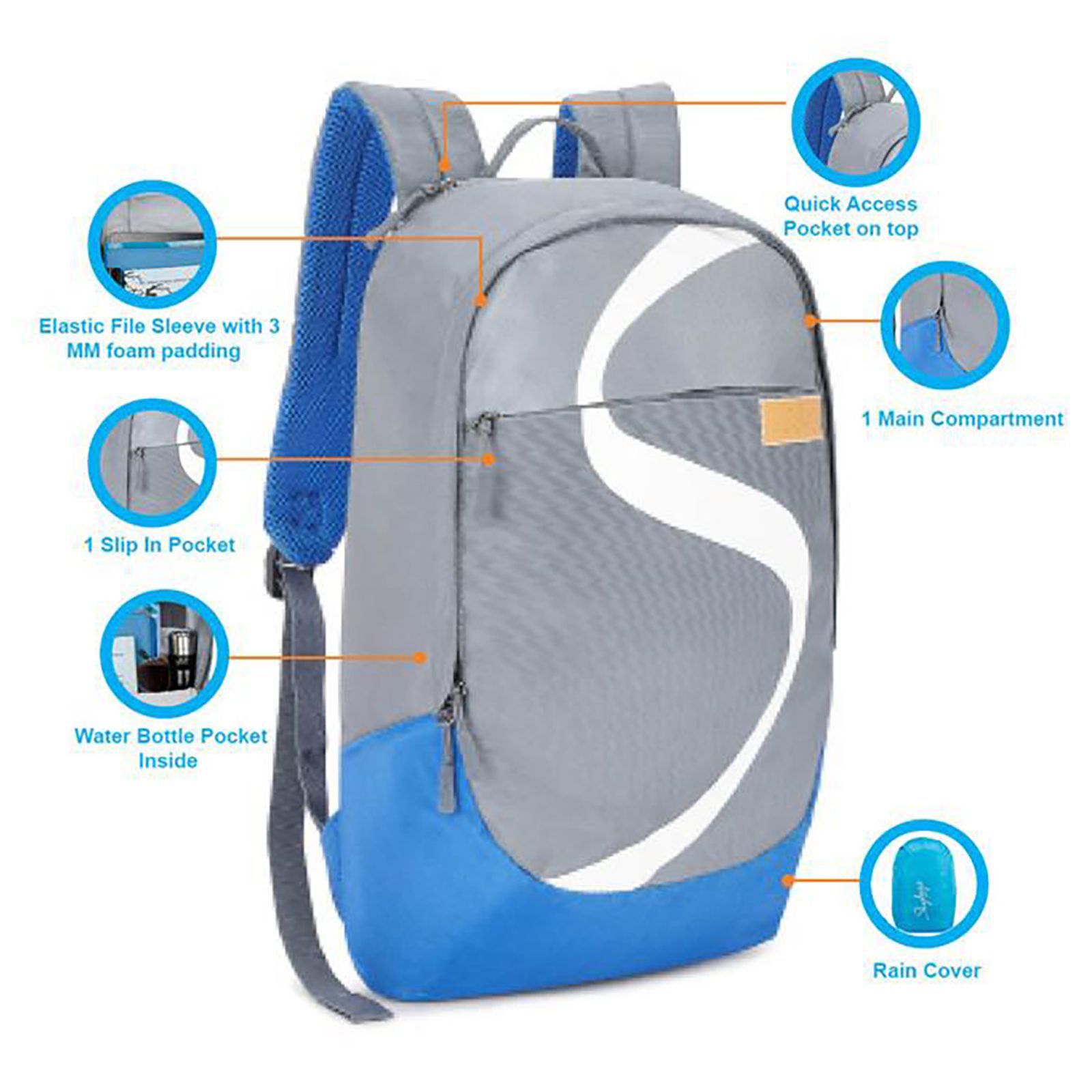 Sky Bags Boho 03 26 Litres Gucci Fabric Backpack (Quick Access Pocket, BPBOH3GRY, Grey)_7