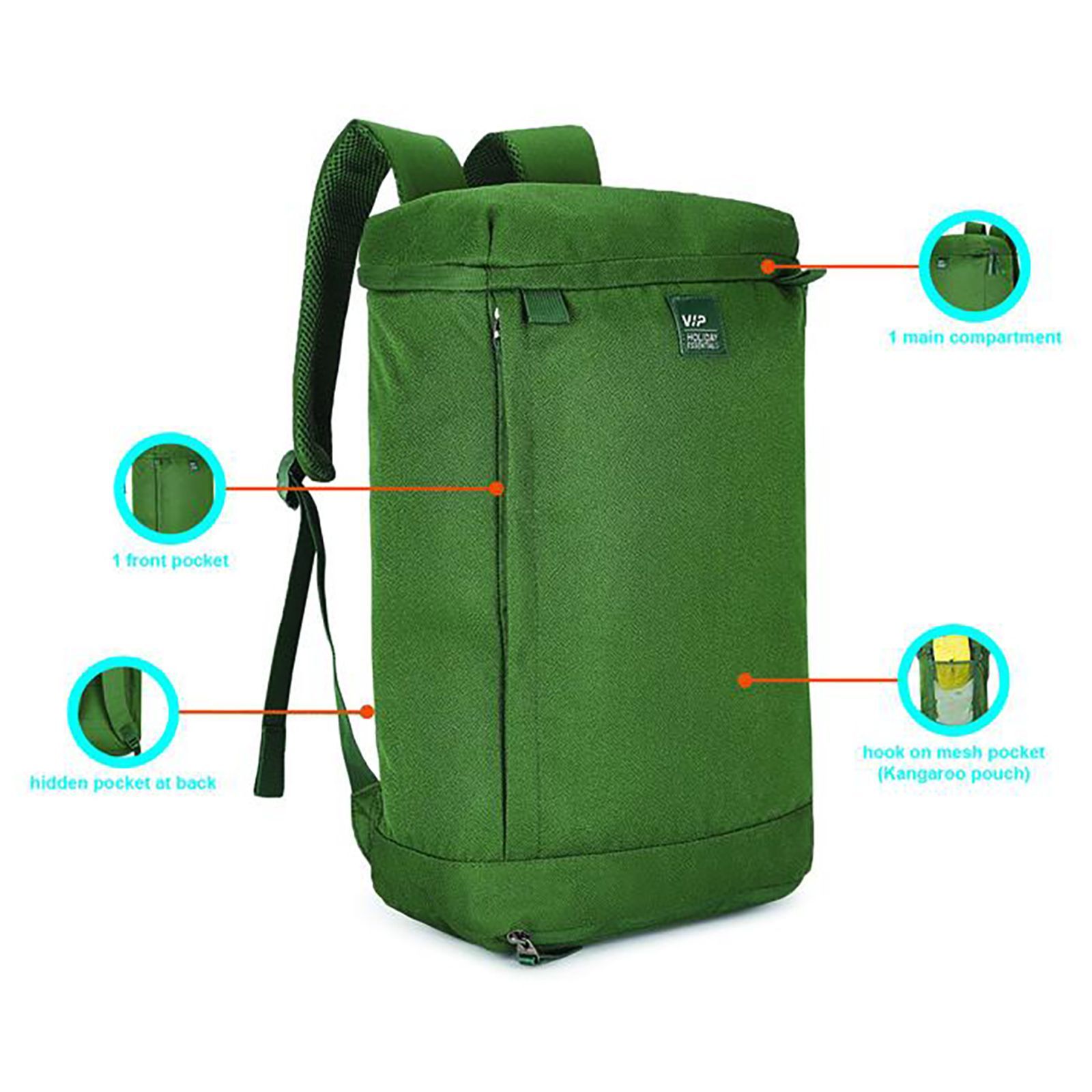 VIP Joey 13 Litres Gucci Backpack (Built To Last Straps, BPJOEYFGN, Forrest Green)_7