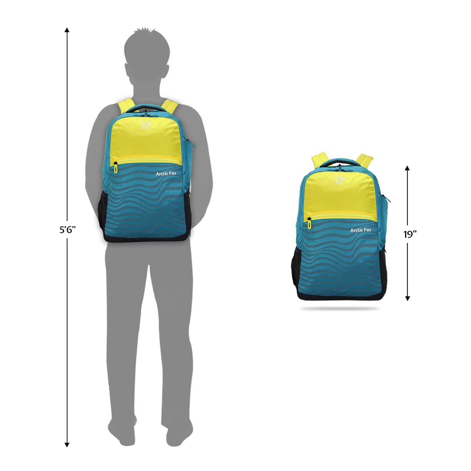 Arctic Fox Drift 32 Litres PU Coated Polyester Backpack (2 Spacious Compartments, FTEBPKVYLON065032, Vibrant Yellow)_4