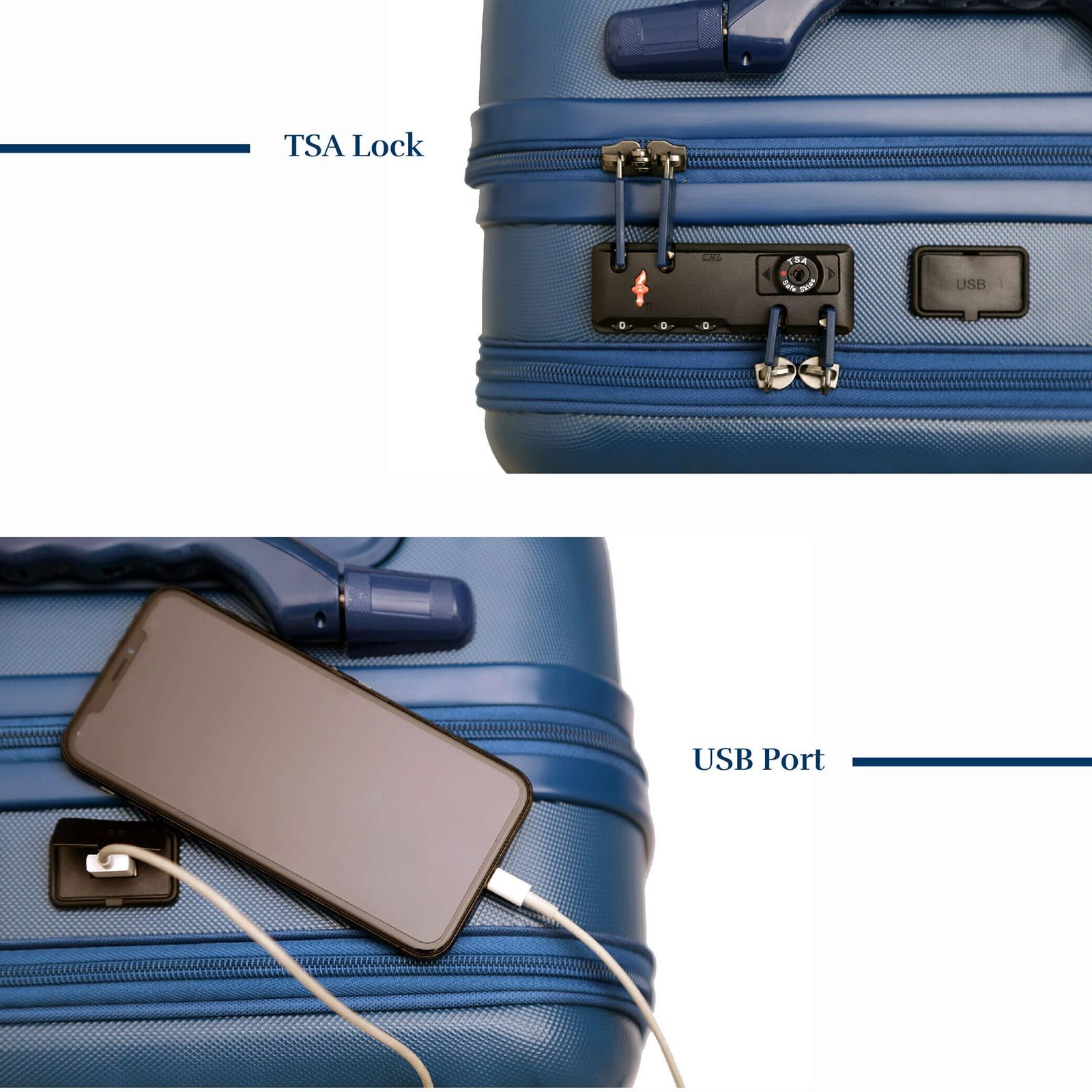 Carriall Hive Polycarbonate Trolley Bag (Built-In Weight Scale, USB Charging Port, CALS0001, Blue) Carriall Hive Polycarbonate Trolley Bag (Built-In Weight Scale, USB Charging Port, CALS0001, Blue)_7