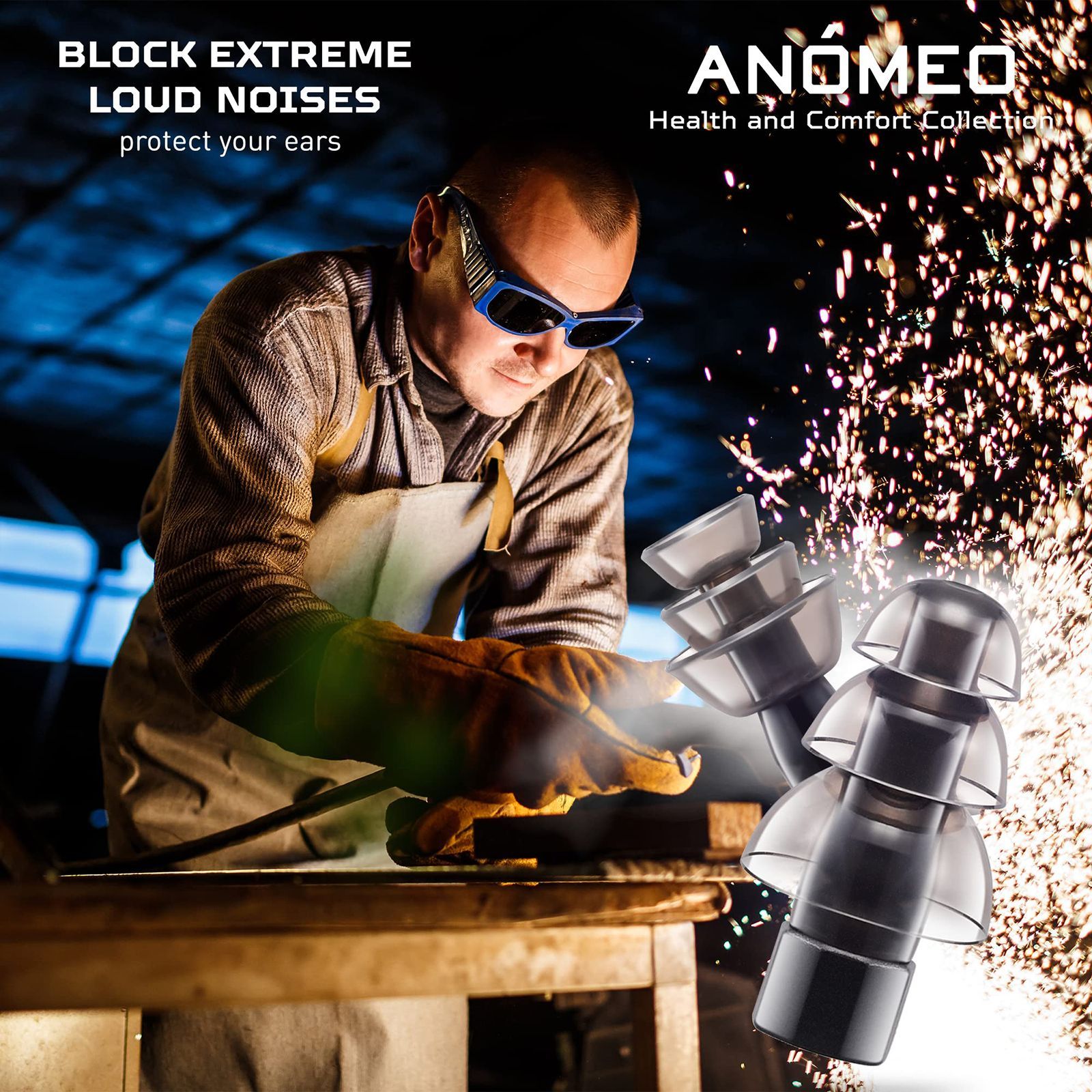 ANOMEO Extreme Noise Silicone and Polypropylene Earplugs (Custom Fit, 2428, Black)_5