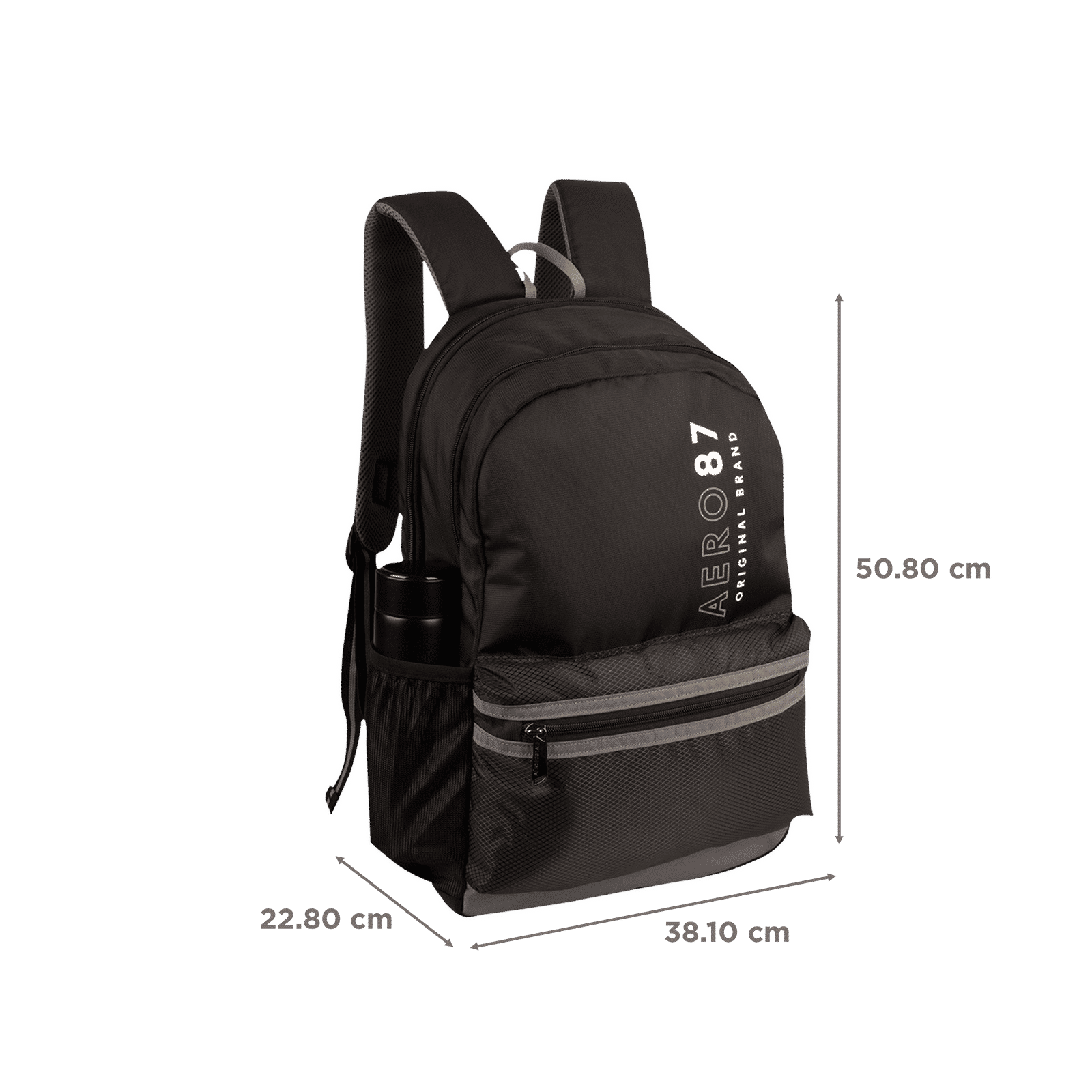 AEROPOSTALE Take Off 20 Litres Nylon Backpack (Waterproof, AERO-BP-1001-BLK_G, Black/Grey)_3