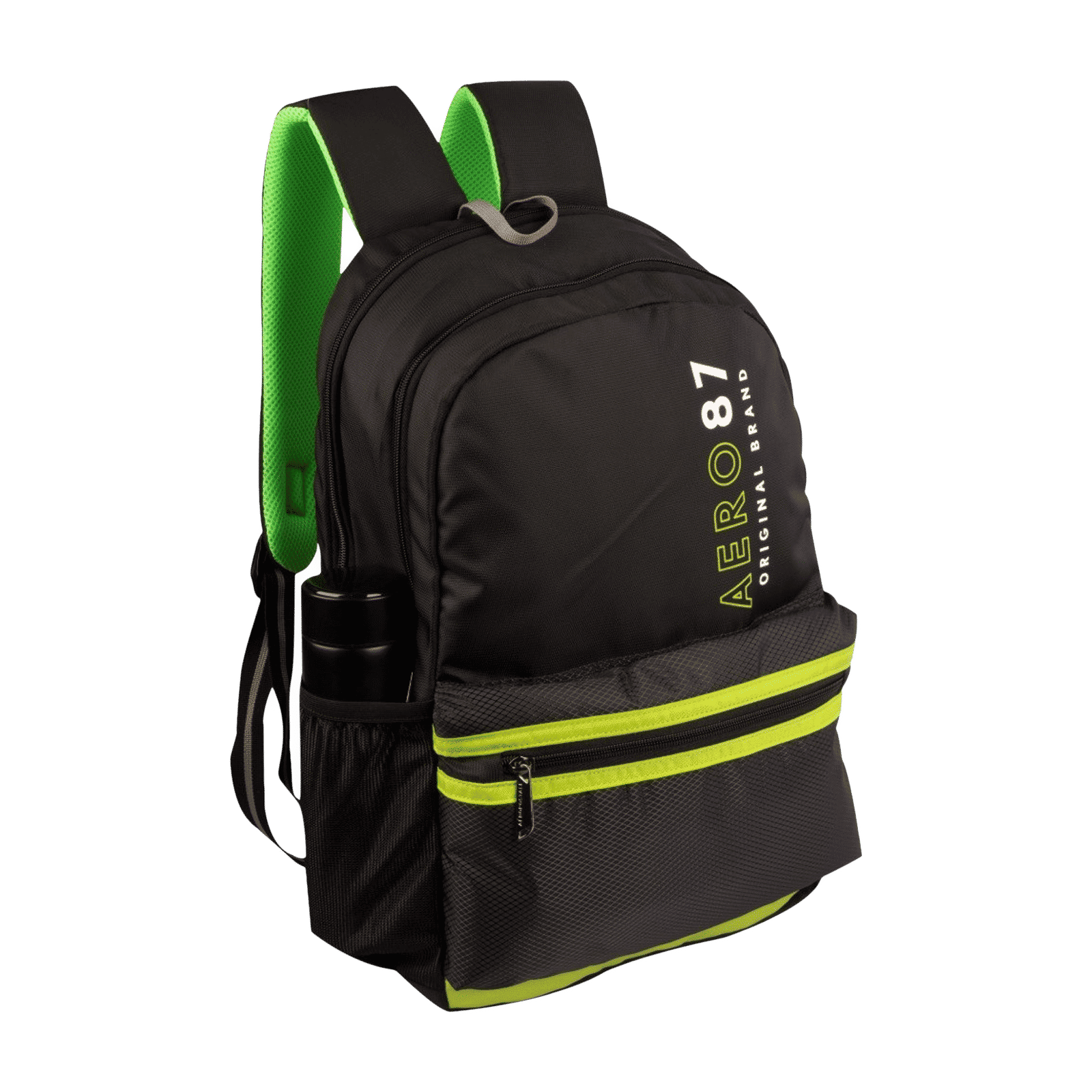 AEROPOSTALE Take Off 20 Litres Nylon Backpack (Waterproof, AERO-BP-1001-BLK_P, Black/Green)_6