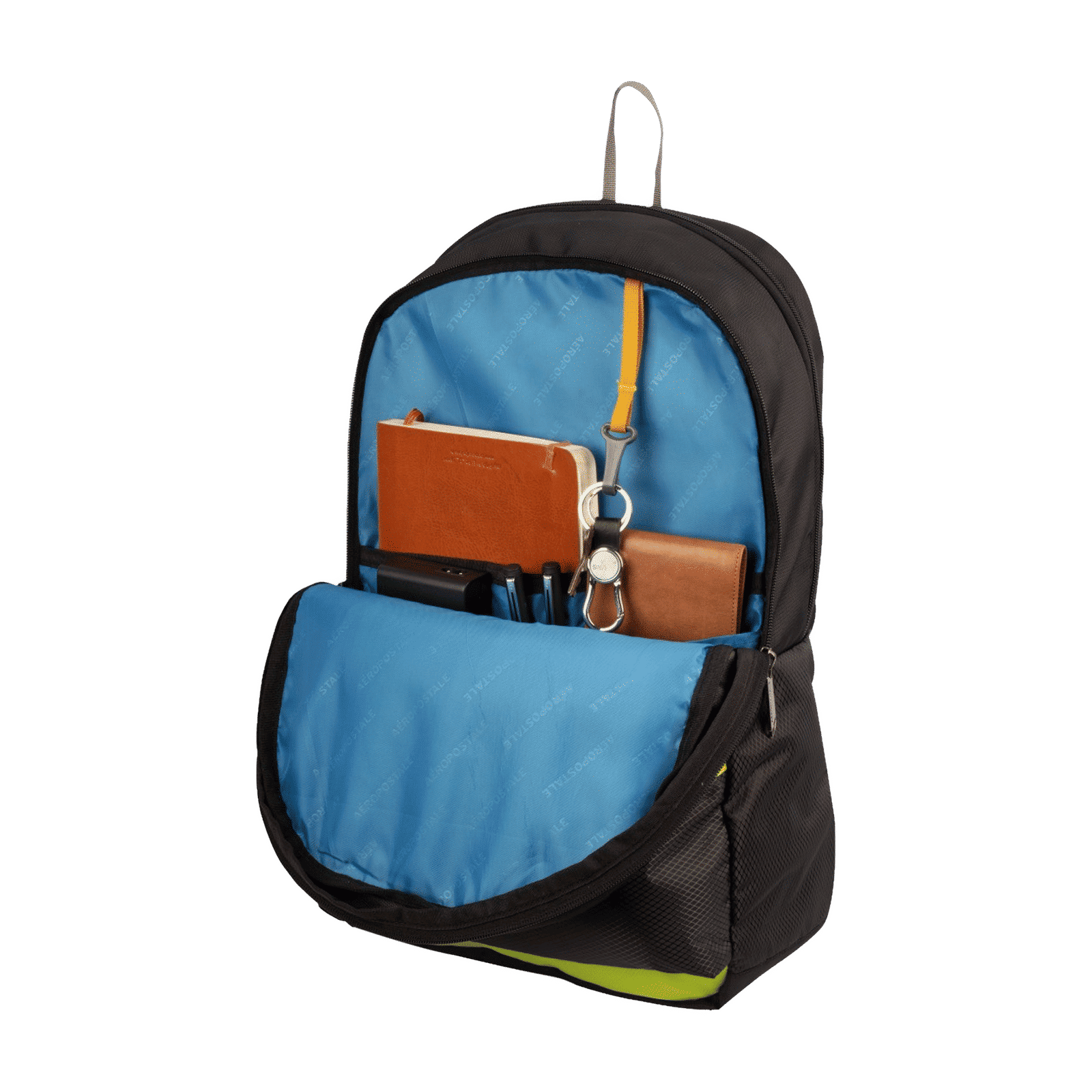 AEROPOSTALE Take Off 20 Litres Nylon Backpack (Waterproof, AERO-BP-1001-BLK_P, Black/Green)_7