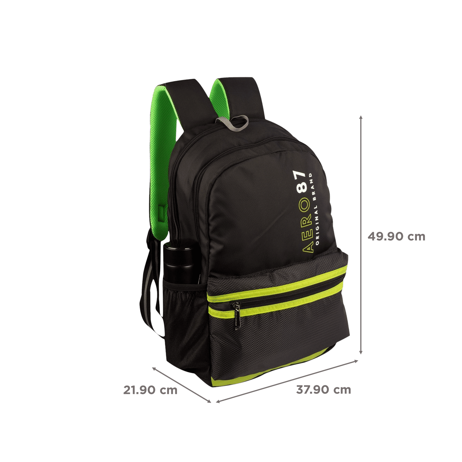 AEROPOSTALE Take Off 20 Litres Nylon Backpack (Waterproof, AERO-BP-1001-BLK_P, Black/Green)_3