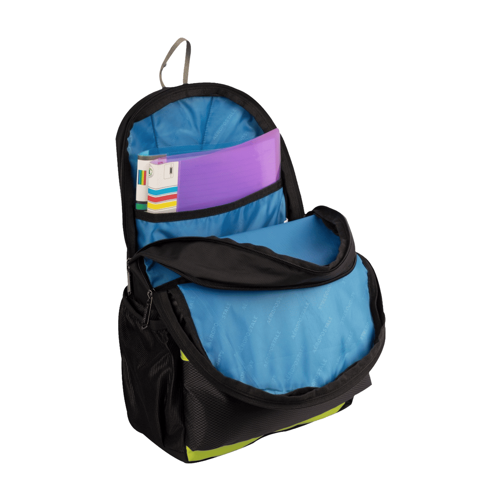 AEROPOSTALE Take Off 20 Litres Nylon Backpack (Waterproof, AERO-BP-1001-BLK_P, Black/Green)_5