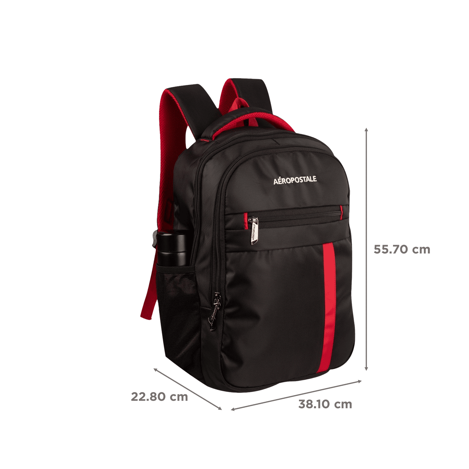 AEROPOSTALE Ever Onwards 20 Litres Nylon Backpack (Waterproof, AERO-BP-1002-BLK_R, Black/Red)_3