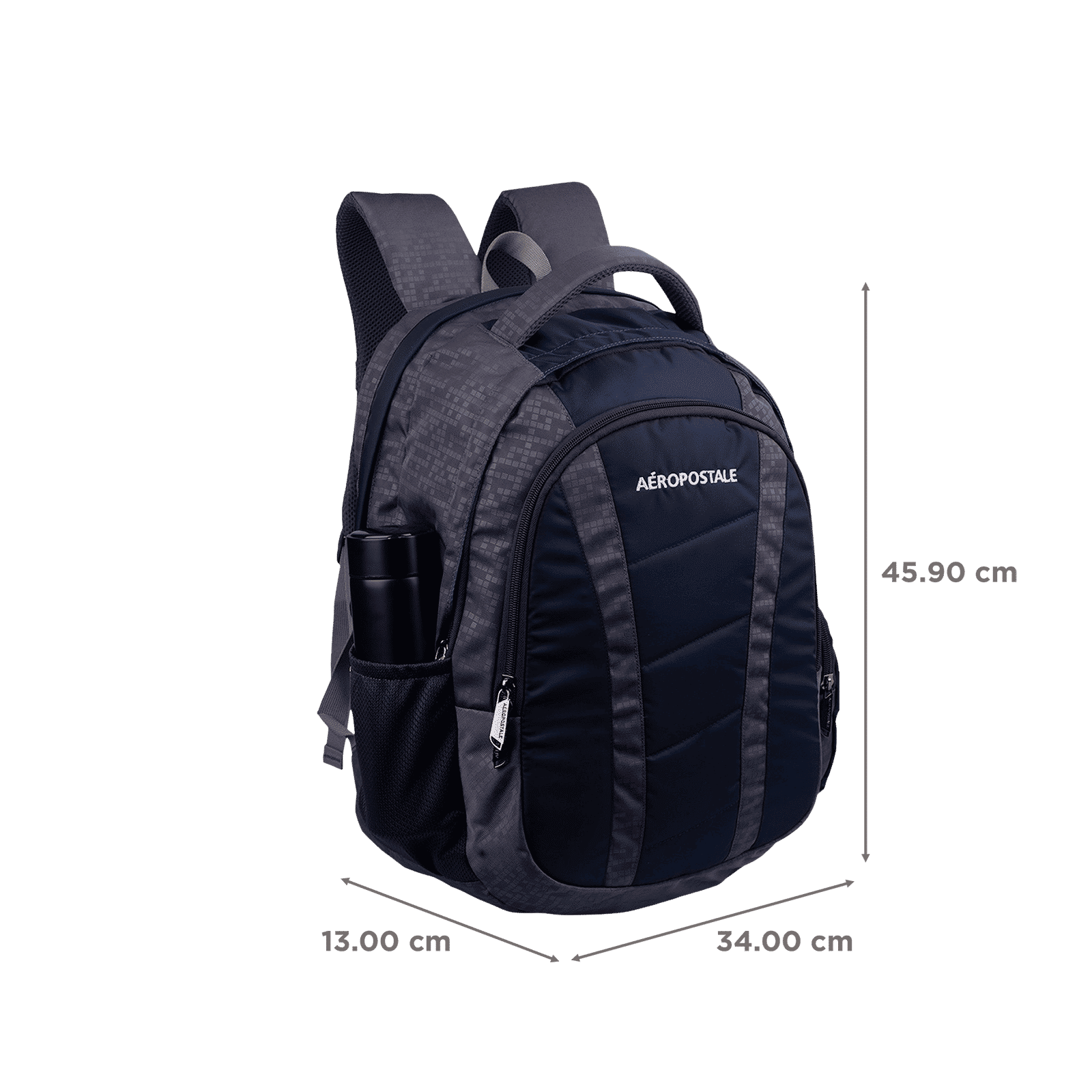 AEROPOSTALE Wanderlust 30 Litres Polyester Backpack (Waterproof, AERO-BP-1008-GRY/N, Grey/Navy Blue)_3