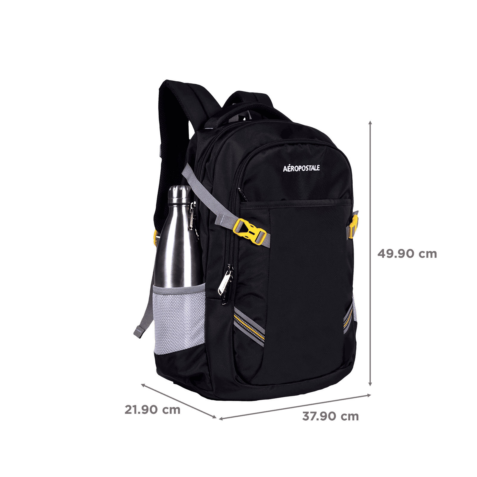 AEROPOSTALE Runway 30 Litres Nylon Backpack (Waterproof, AERO-BP-1015-BLK, Black)_3