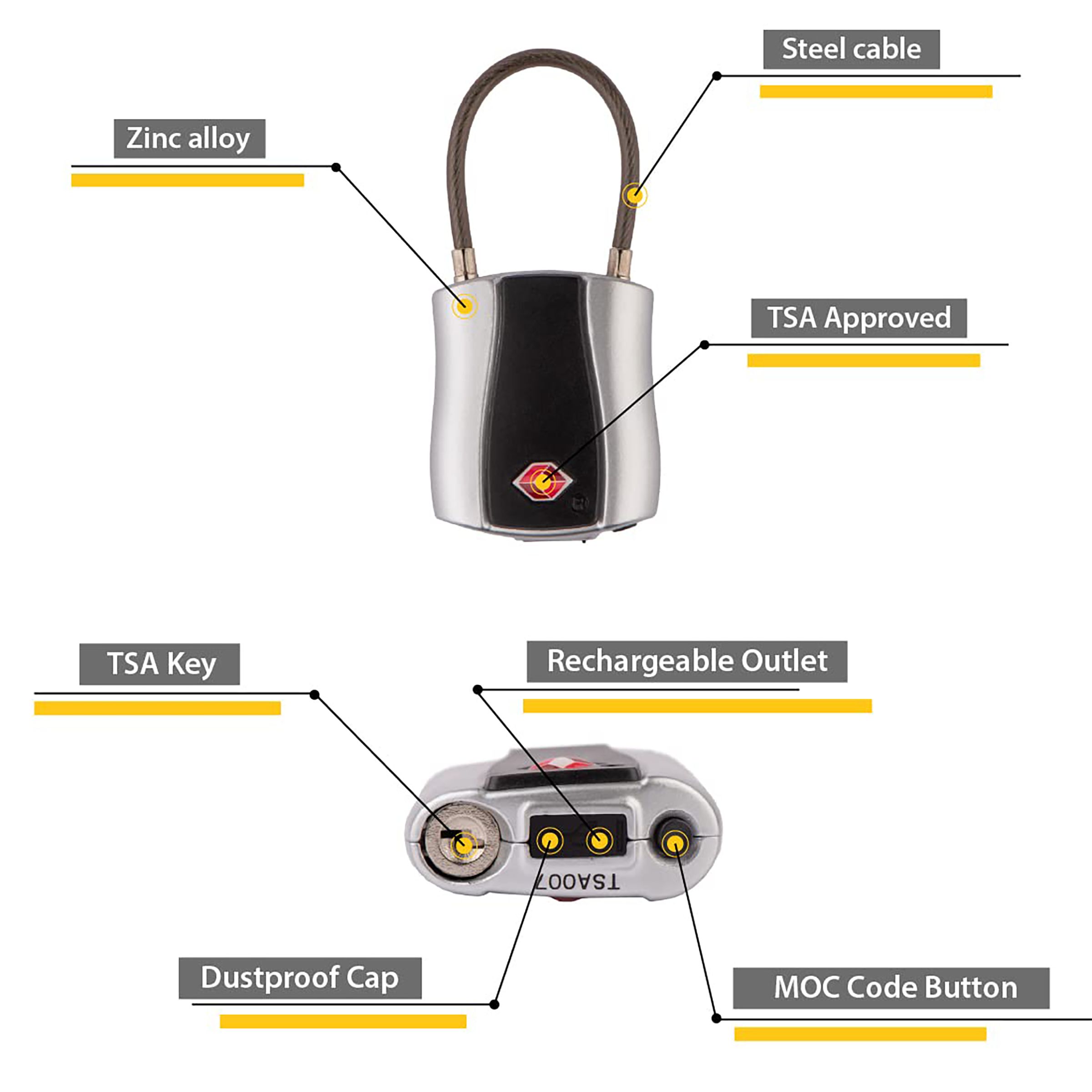 tag8 Dolphin Smart Padlock (Anti-Lost Alarm System, 800024, Silver) tag8 Dolphin Smart Padlock (Anti-Lost Alarm System, 800024, Silver)_4