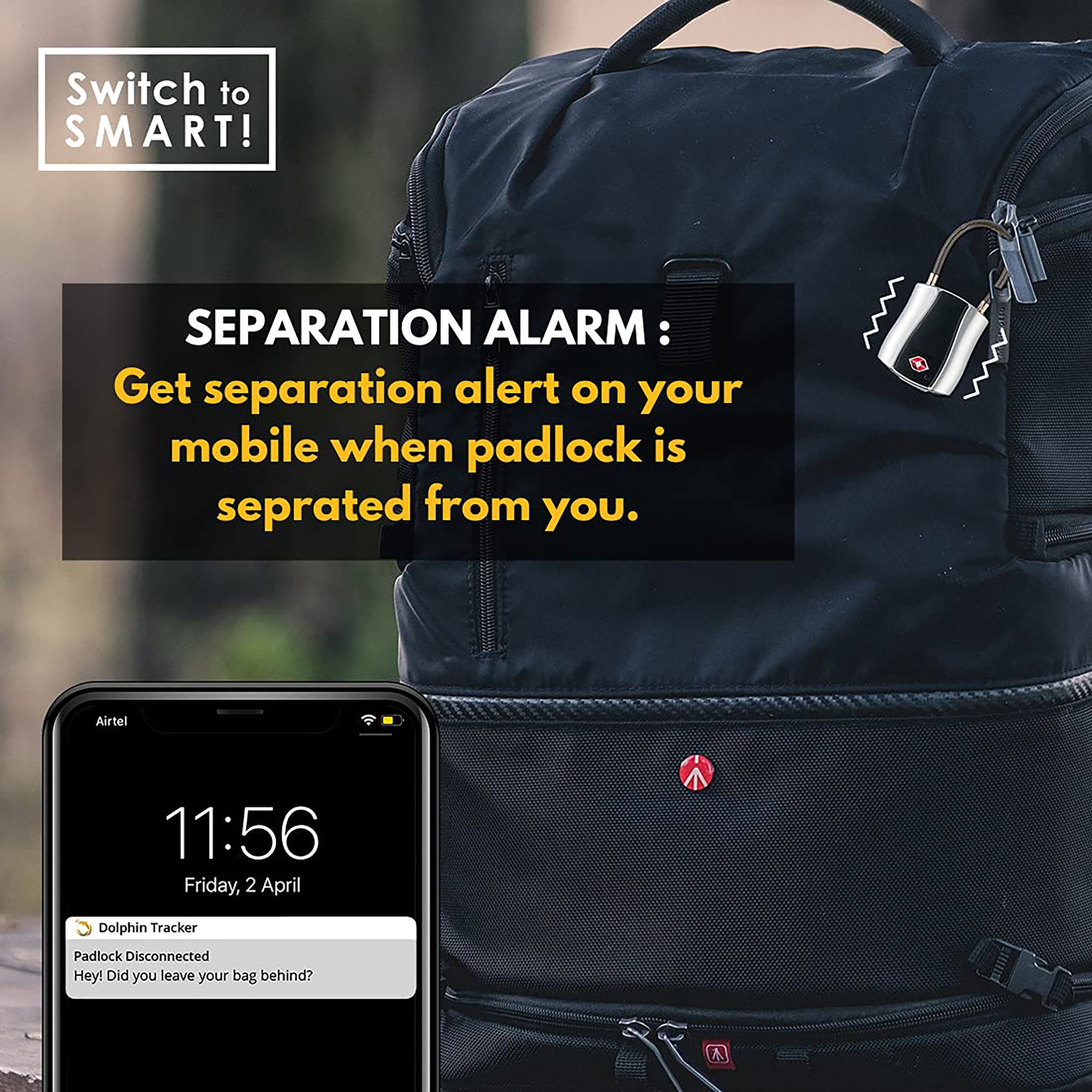 tag8 Dolphin Smart Padlock (Anti-Lost Alarm System, 800024, Silver) tag8 Dolphin Smart Padlock (Anti-Lost Alarm System, 800024, Silver)_5