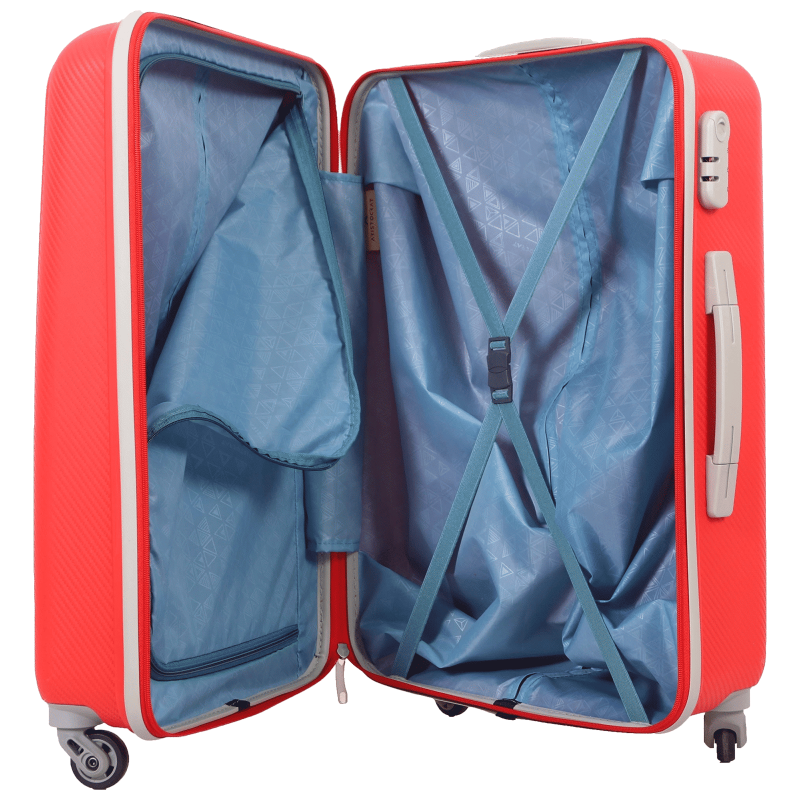ARISTOCRAT Nitron 55 Litres Polycarbonate Trolley Bag (Number Lock Mechanism, NITRON55FIR, Red)_4