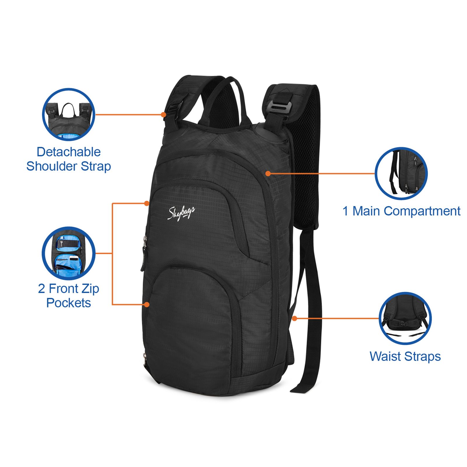 Skybags Off Roader Backpack (Detachable Shoulder Straps, BPOFF1DPBLK, Black)_11