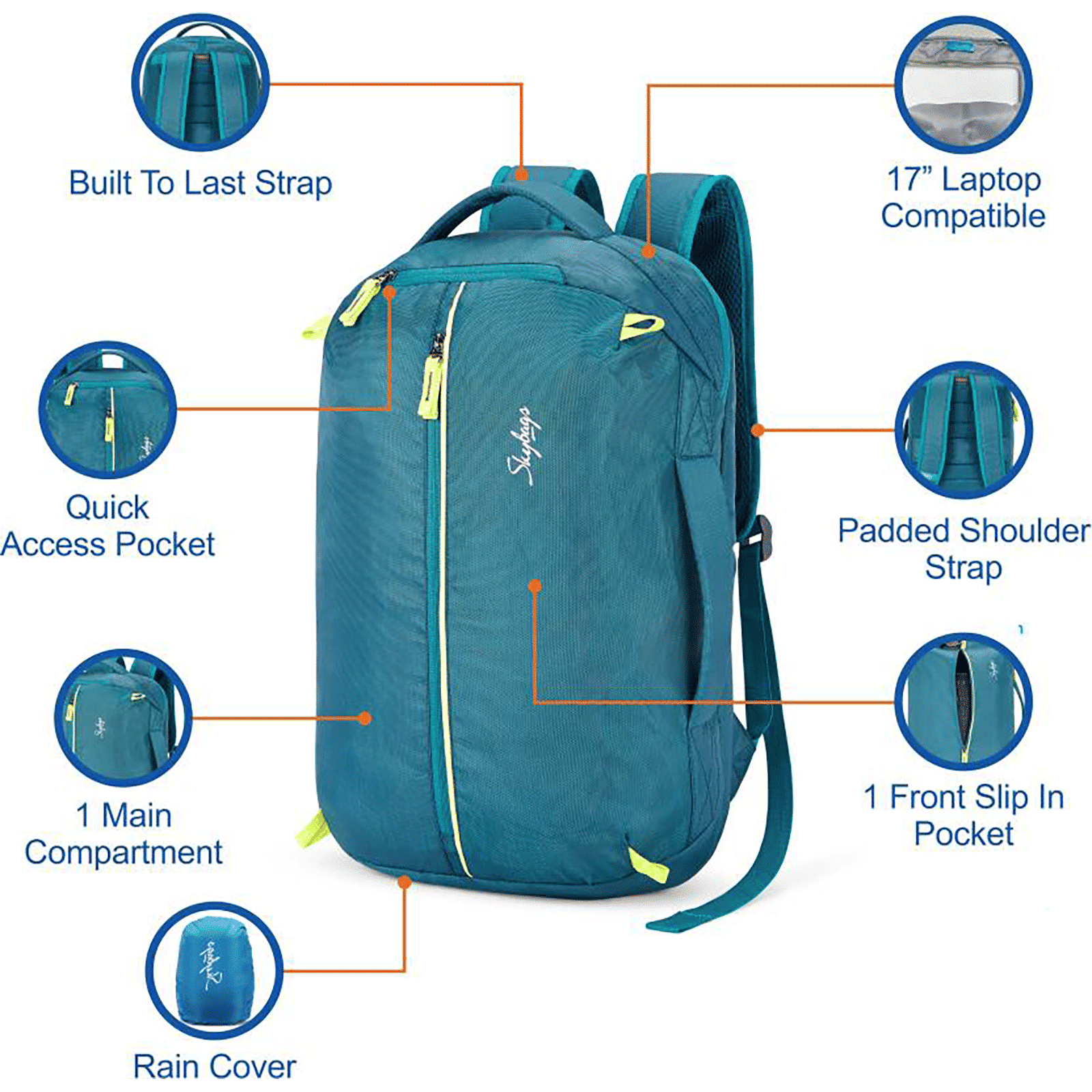 Skybags Offroader NX Backpack (Compact & Stylish, LPBPOFN4BLU, Blue)_10