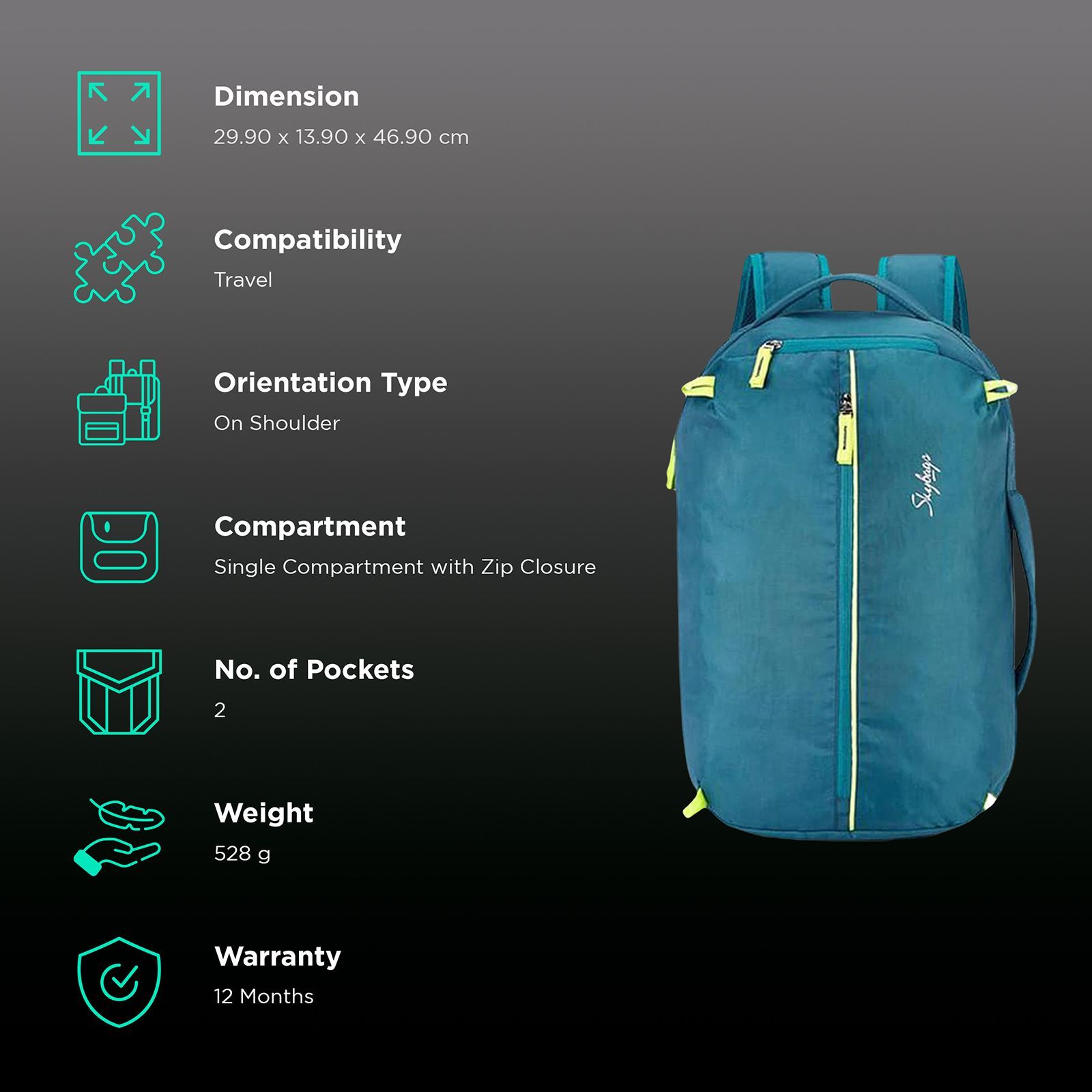 Skybags Offroader NX Backpack (Compact & Stylish, LPBPOFN4BLU, Blue)_2