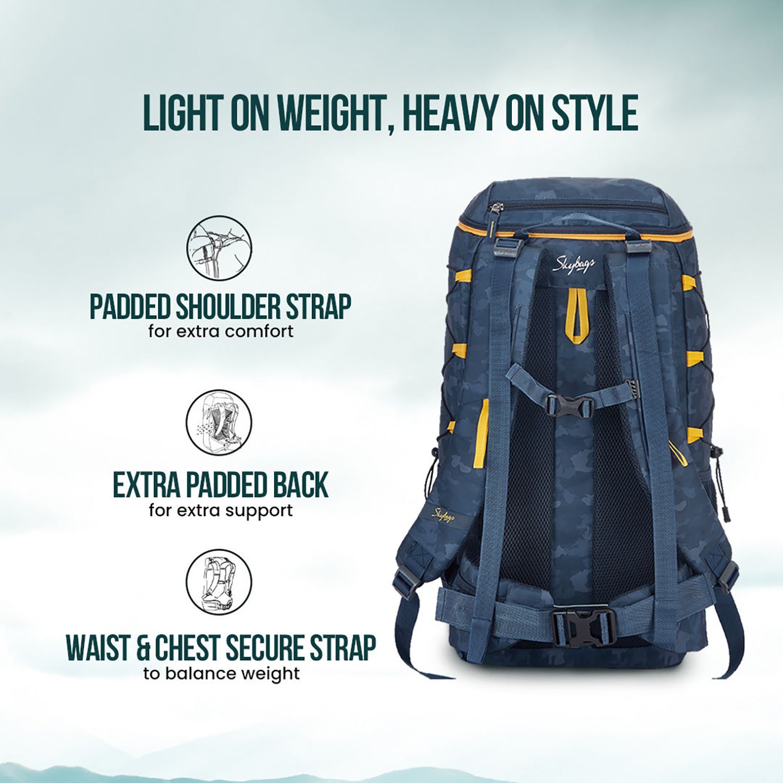 Skybags Hawk Backpack (Side Compression Loop, RSHAW45LBLU, Blue)_7