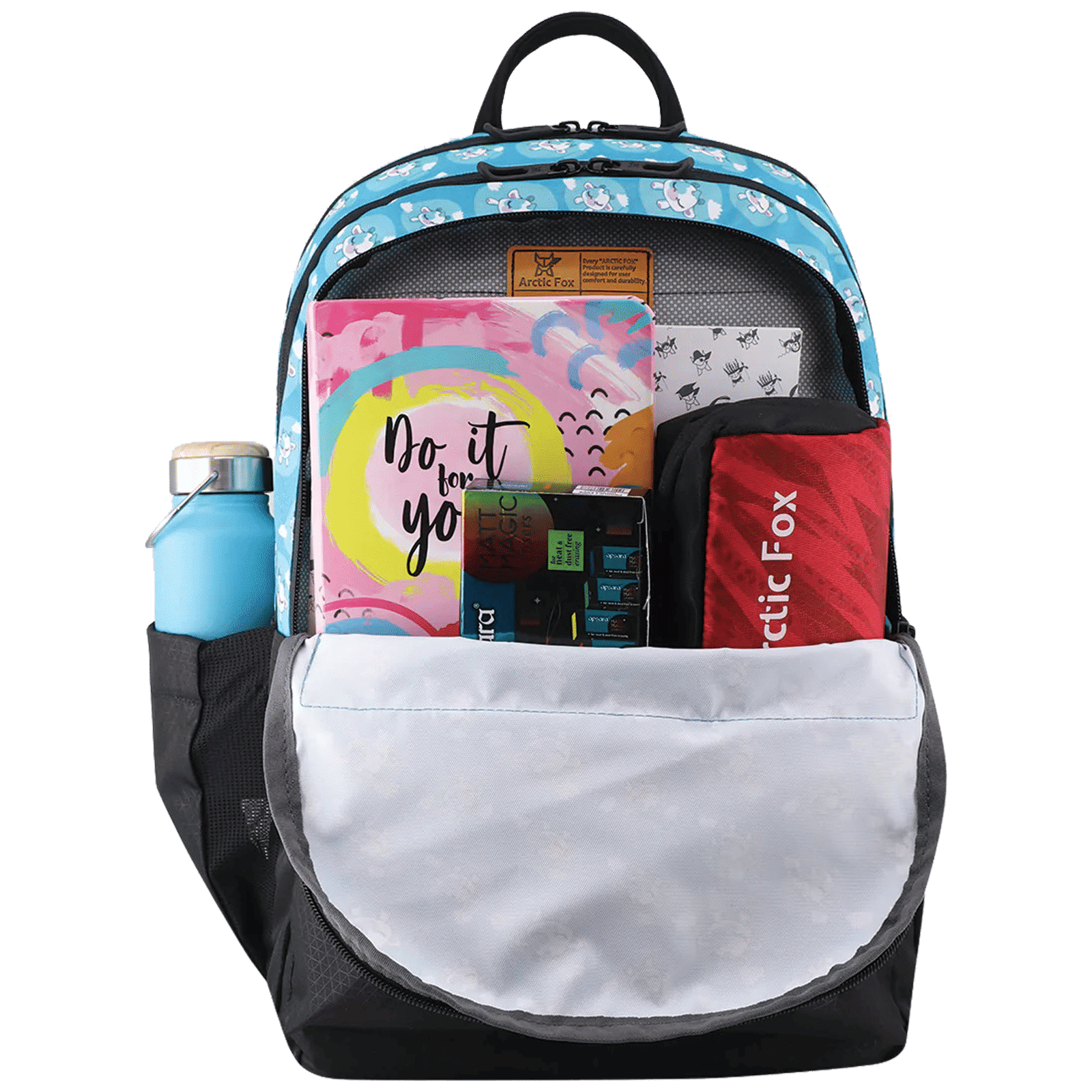 Arctic Fox Silly Calf 21 Litres Polyester Fabric and PU Coated Backpack (Padded Shoulder Straps, FJUBPKBLUWW097021, Blue)_5