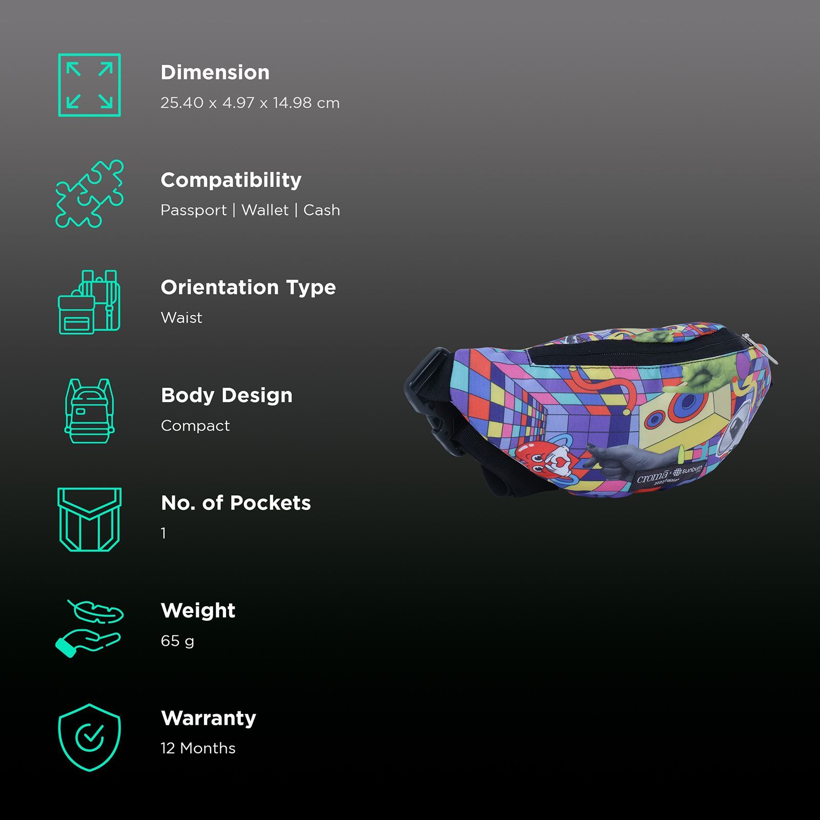 Croma Sunburn Edition Sling Bag (Adjustable Strap, Multicolor)_2