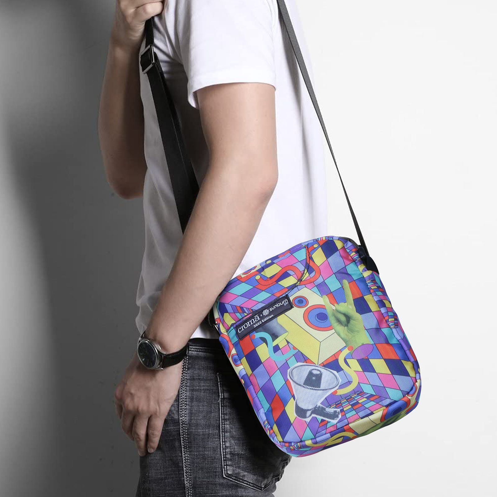 Croma Sunburn Edition Sling Bag (Lightweight, Multi Color) Croma Sunburn Edition Sling Bag (Lightweight, Multi Color)_11