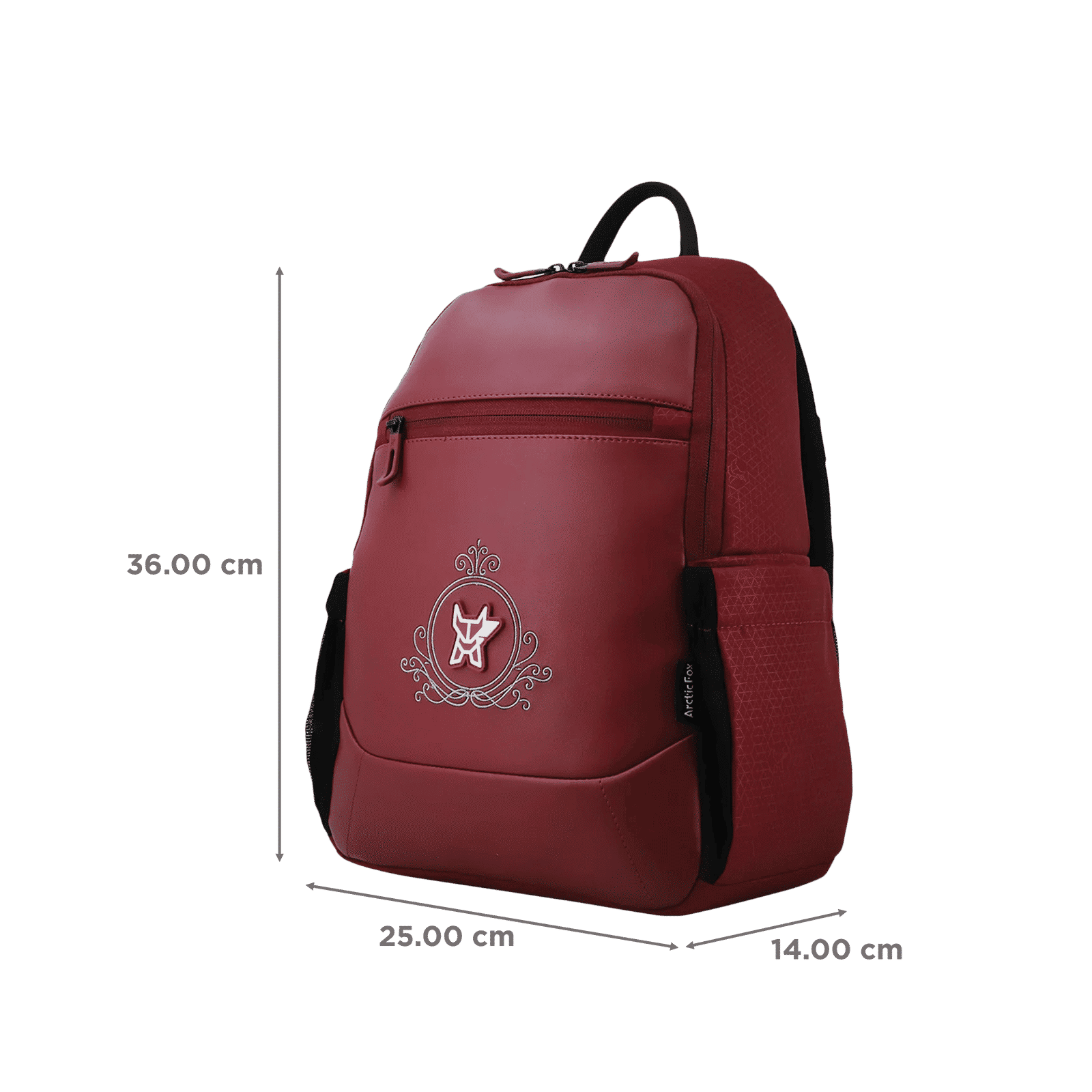 Arctic Fox Royal 12 Litres 500D PU Coated Plain Polyester and 600D PU Leather Backpack (Webbing Handle, FTEBPKTPOWW089012, Tawny Port Wine)_3