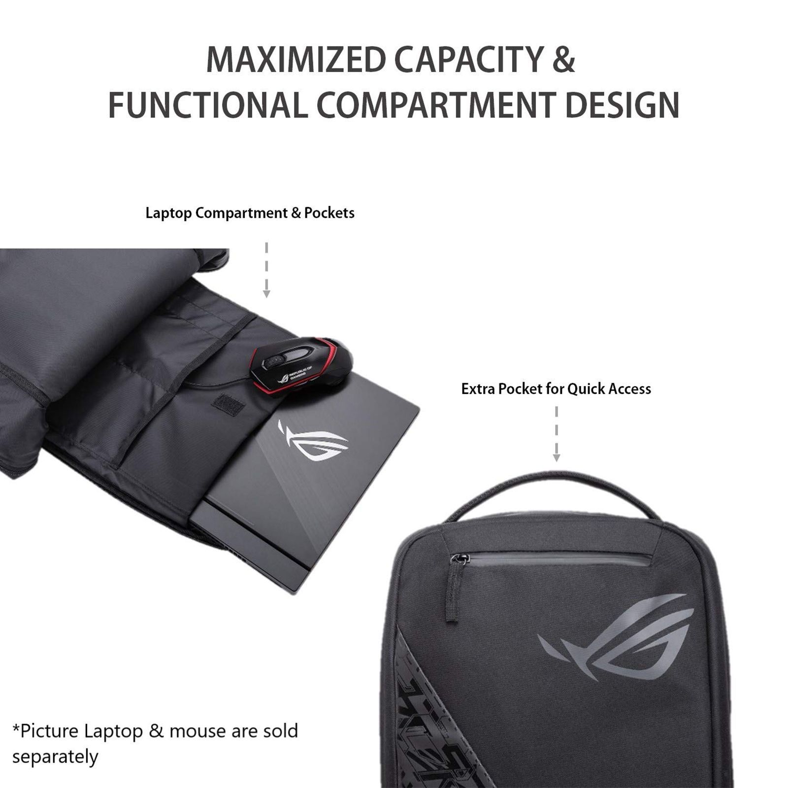 ASUS ROG Gaming BP1501 Polyester Laptop Backpack for 17 Inch Laptop (Luggage Strip, Black)_9
