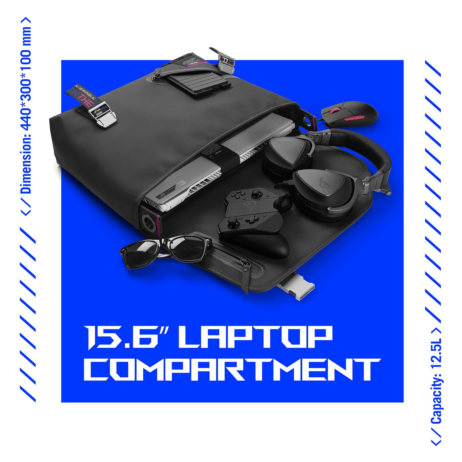 ASUS ROG Slash Classic BC3500  Polyester Messenger Bag For 15.6 Inch Laptops (Water-Repellent TPU Material, Black)_4